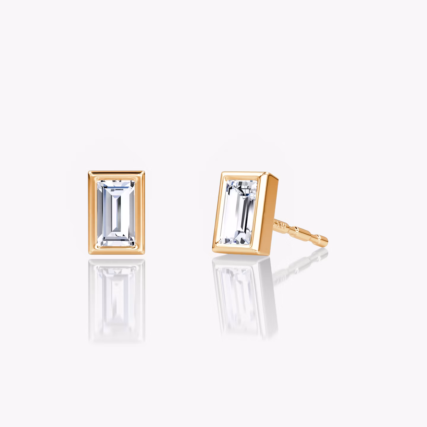 Bezel Solitaire Stud Baguette | Rose Gold
