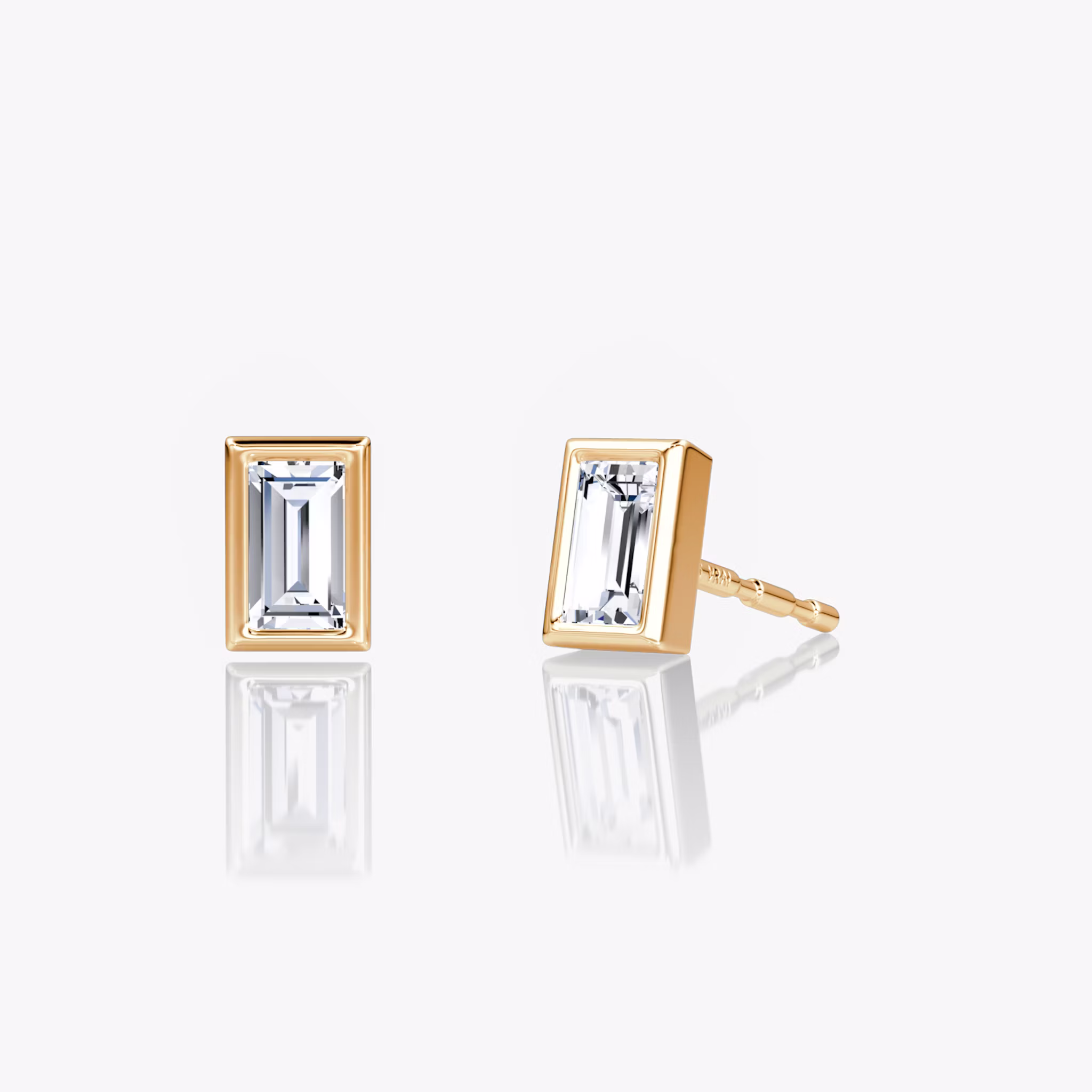 Bezel Solitaire Stud Baguette | Rose Gold