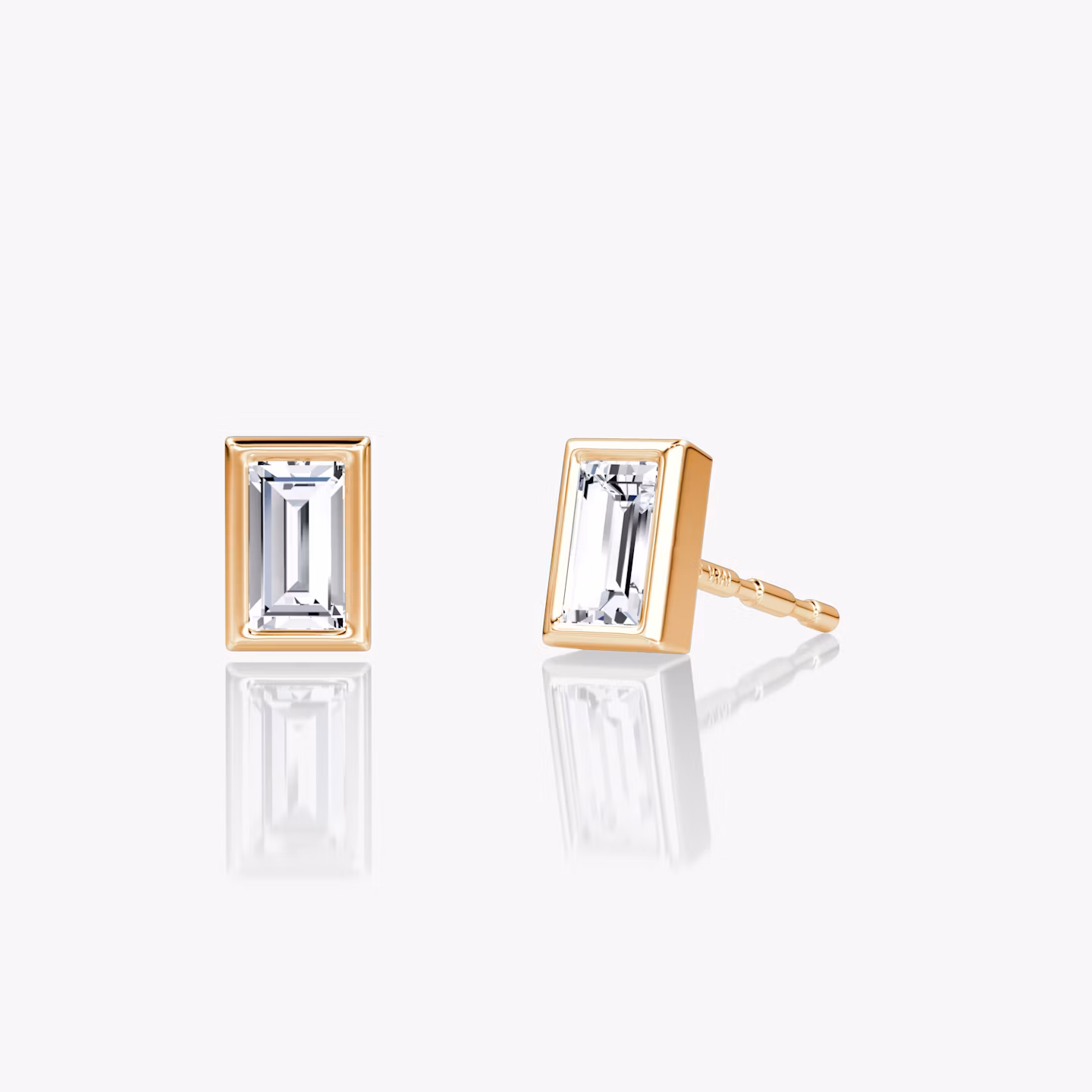 Bezel Solitaire Stud | Baguette | 14k | Rose Gold | caratWeight: 0.10ct