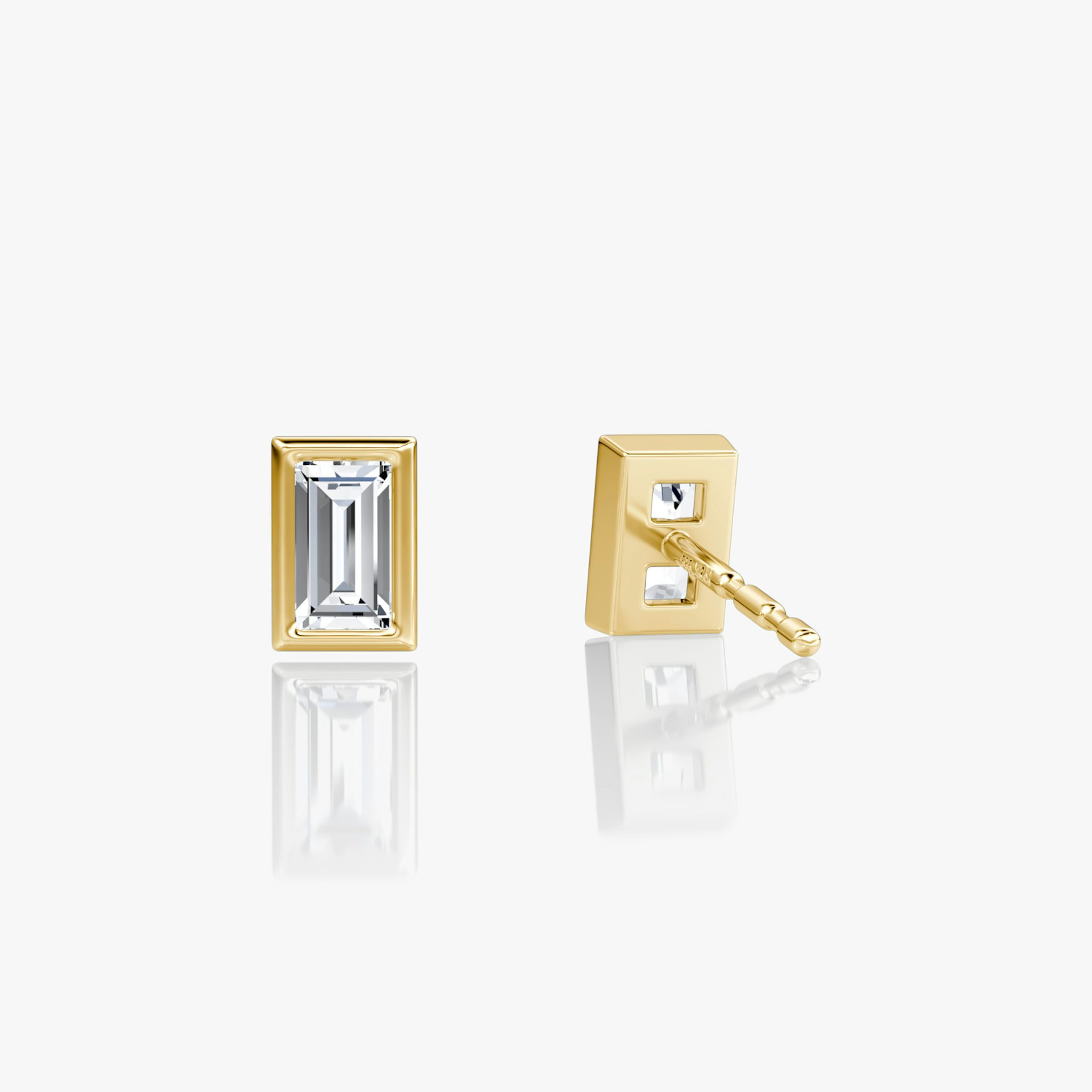 Bezel Solitaire Stud | Baguette | 14k | Yellow Gold | caratWeight: 0.10ct