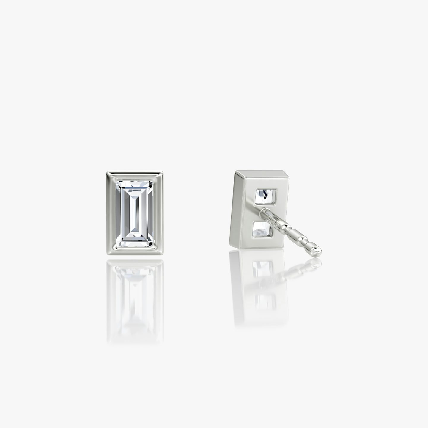 Bezel Solitaire Stud | Baguette | 14k | White Gold | caratWeight: 0.10ct