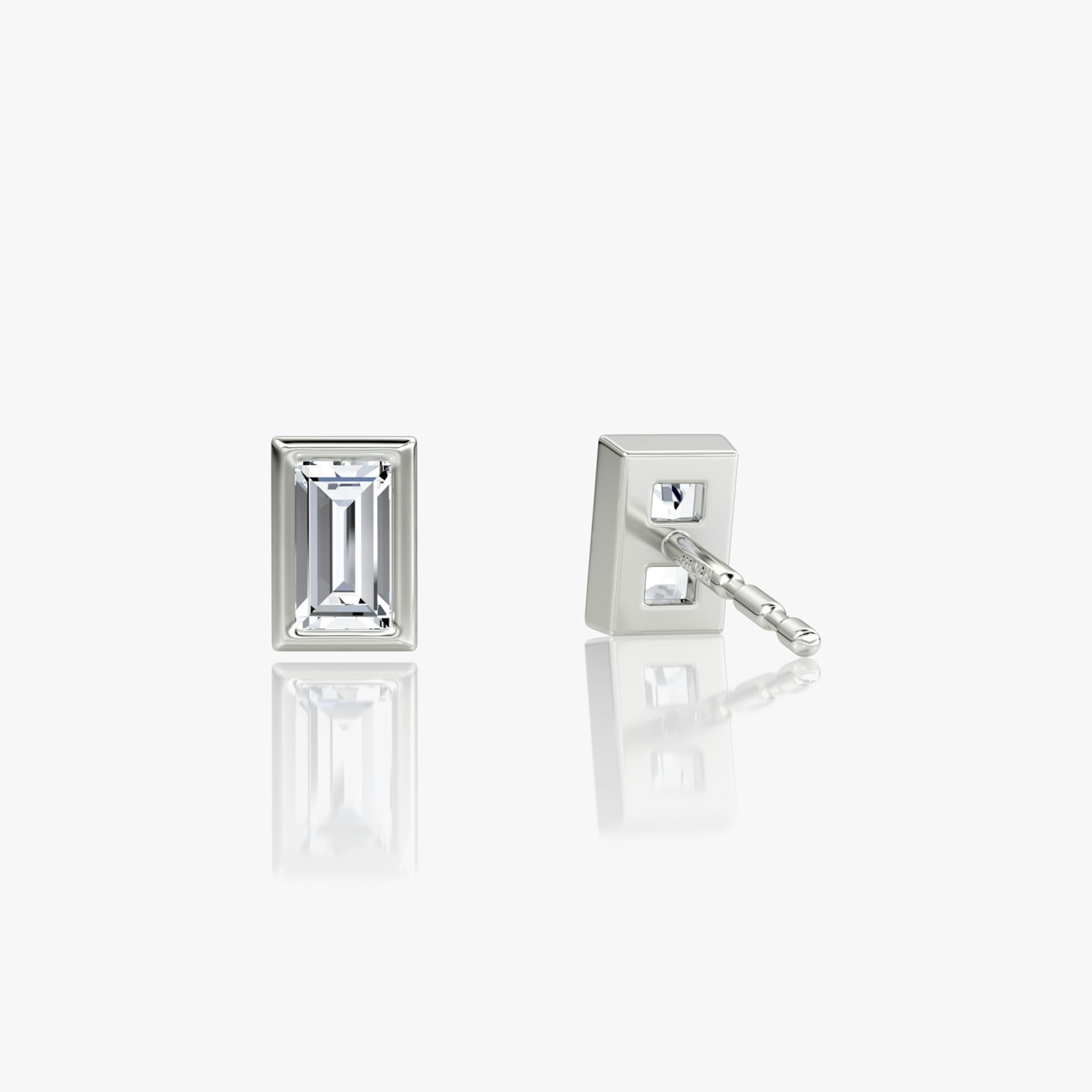 Bezel Solitaire Stud | Baguette | 14k | White Gold | caratWeight: 0.10ct
