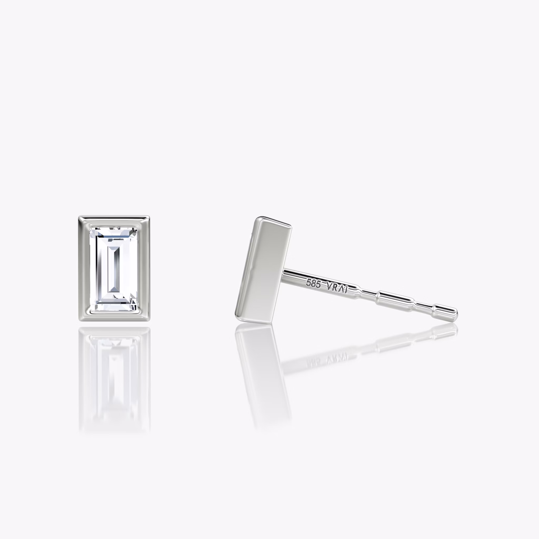 Bezel Solitaire Stud | Baguette | 14k | White Gold | caratWeight: 0.10ct
