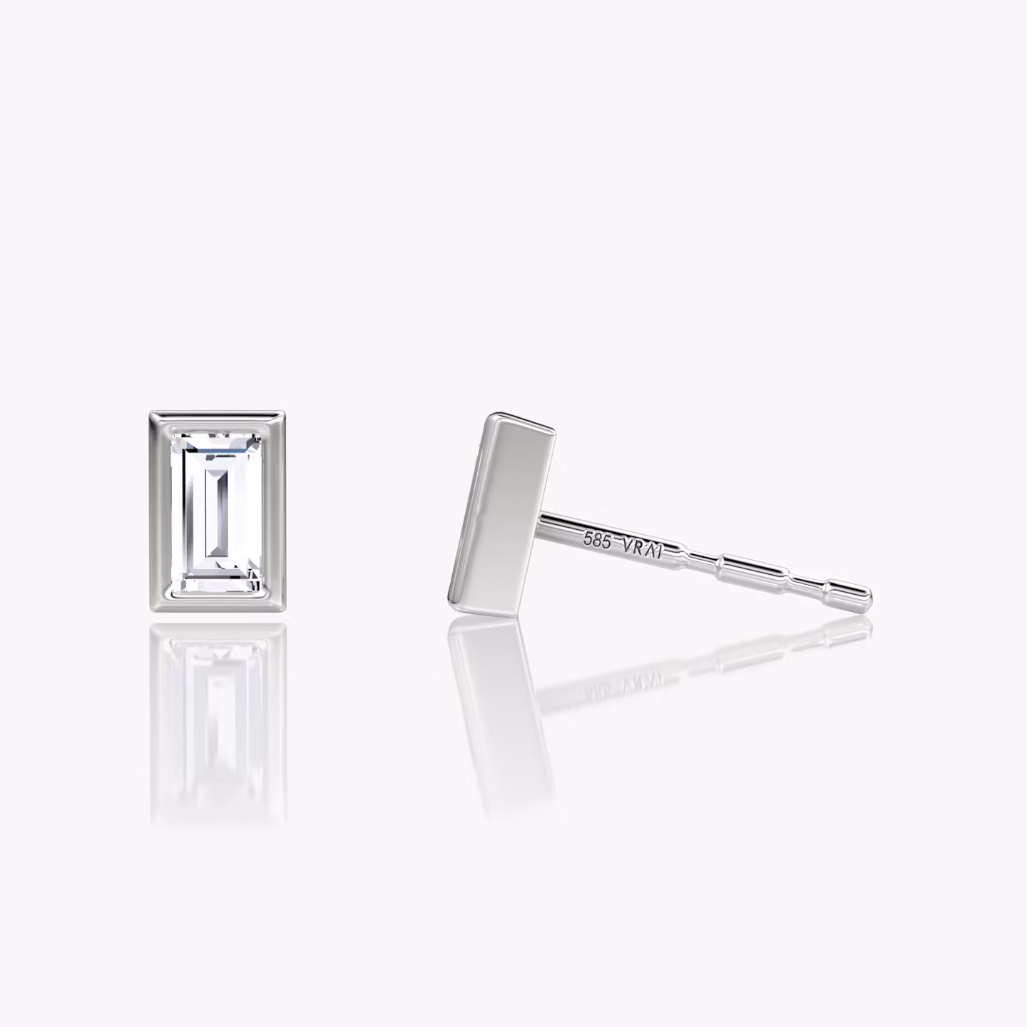 Bezel Solitaire Stud | Baguette | 14k | White Gold | caratWeight: 0.10ct