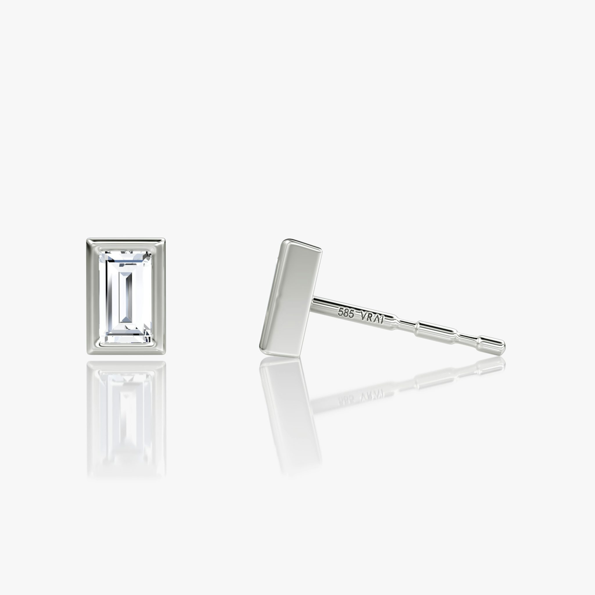 Bezel Solitaire Stud | Baguette | 14k | White Gold | caratWeight: 0.10ct