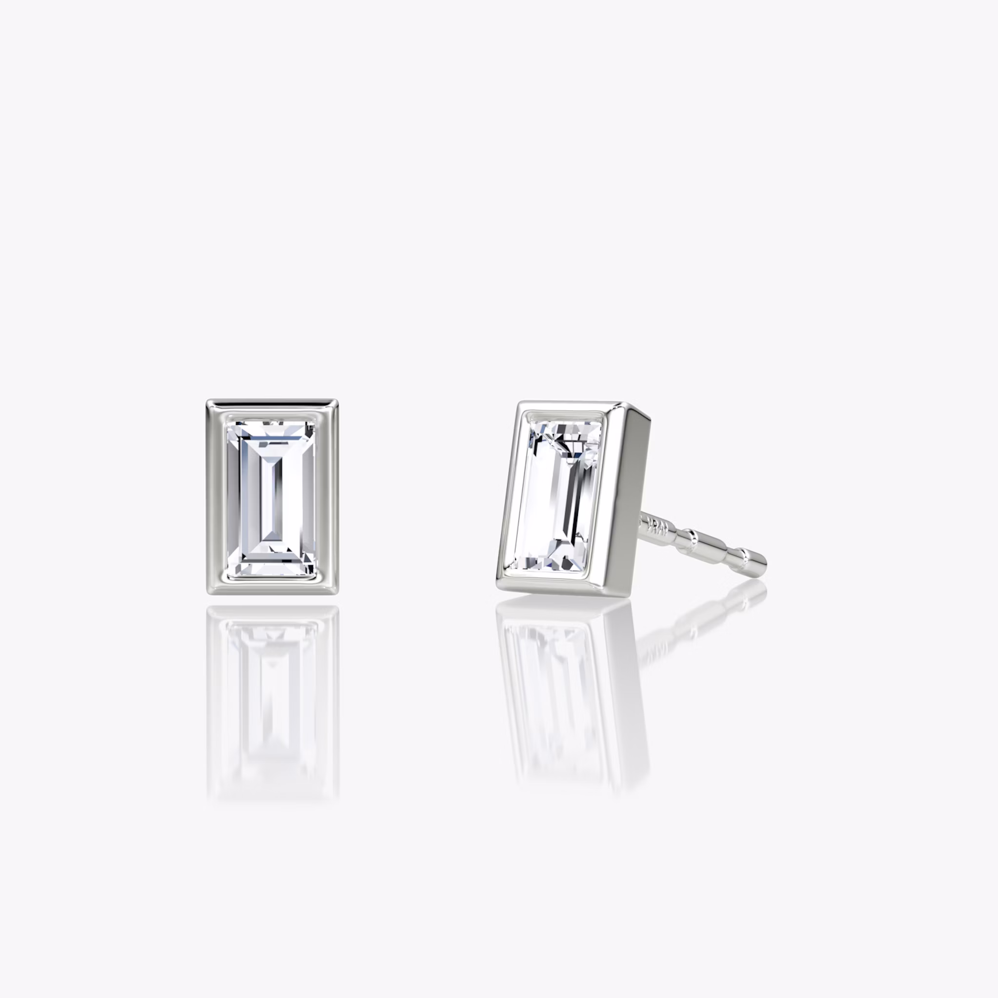 Bezel Solitaire Stud | Baguette | 14k | White Gold | caratWeight: 0.10ct