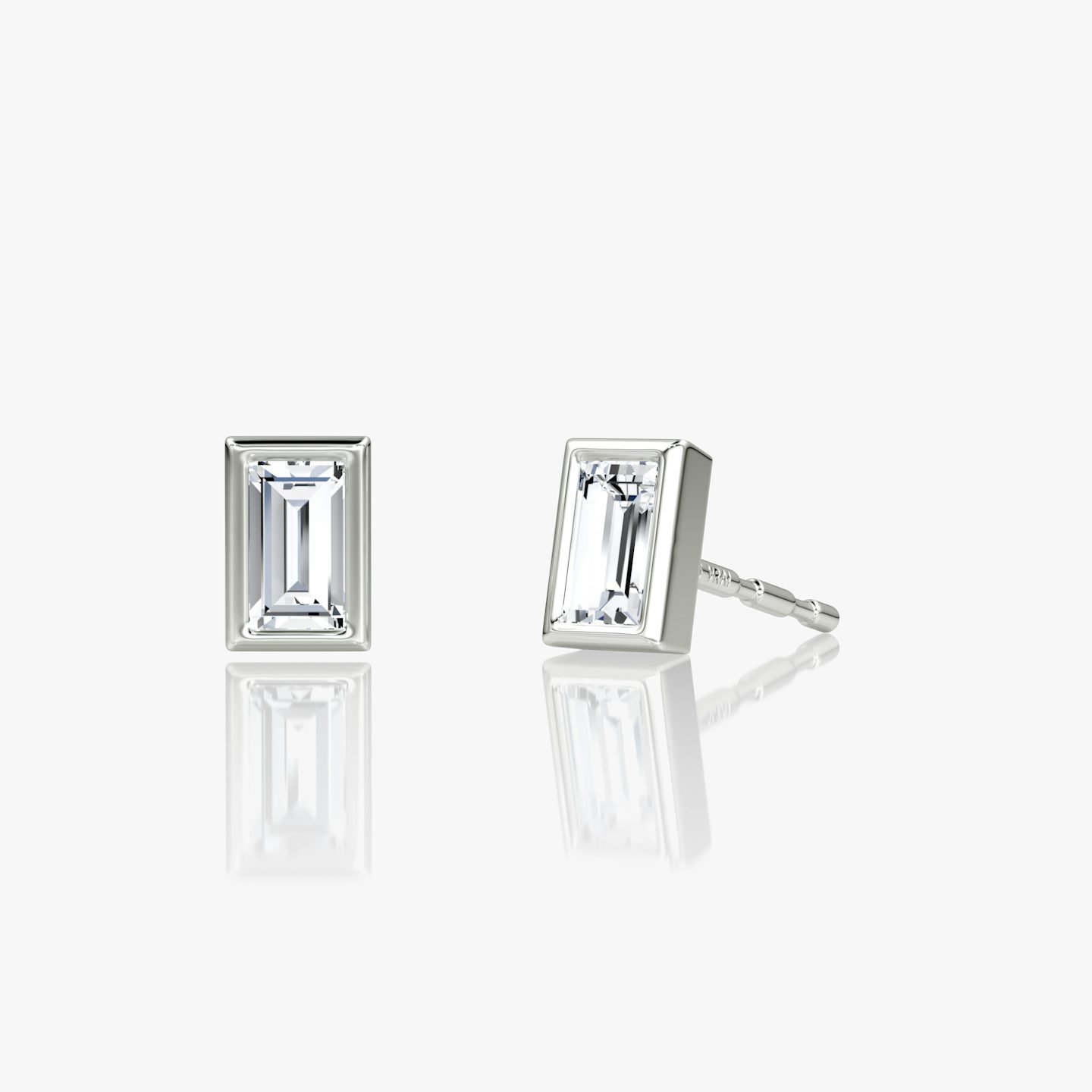 Bezel Solitaire Stud | Baguette | 14k | White Gold | caratWeight: 0.10ct