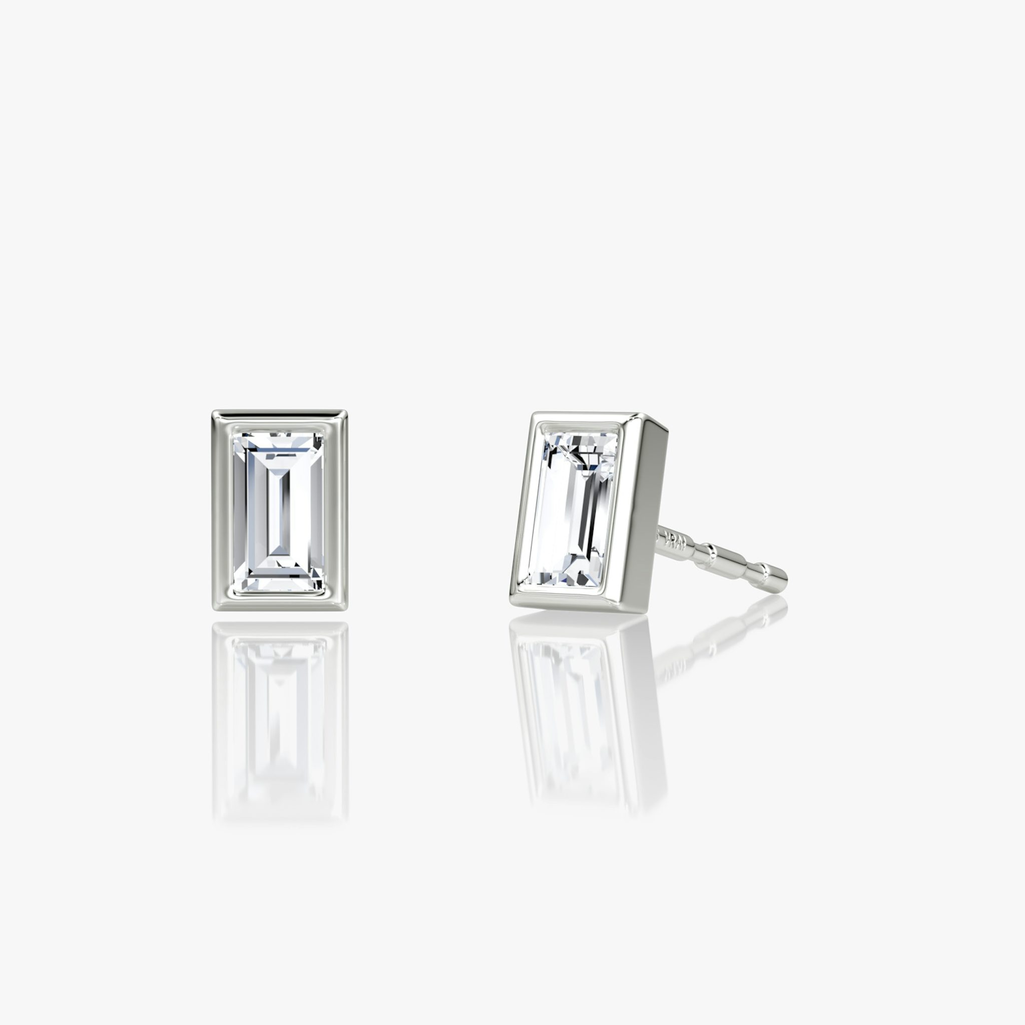 Bezel Solitaire Stud | Baguette | 14k | White Gold | caratWeight: 0.10ct