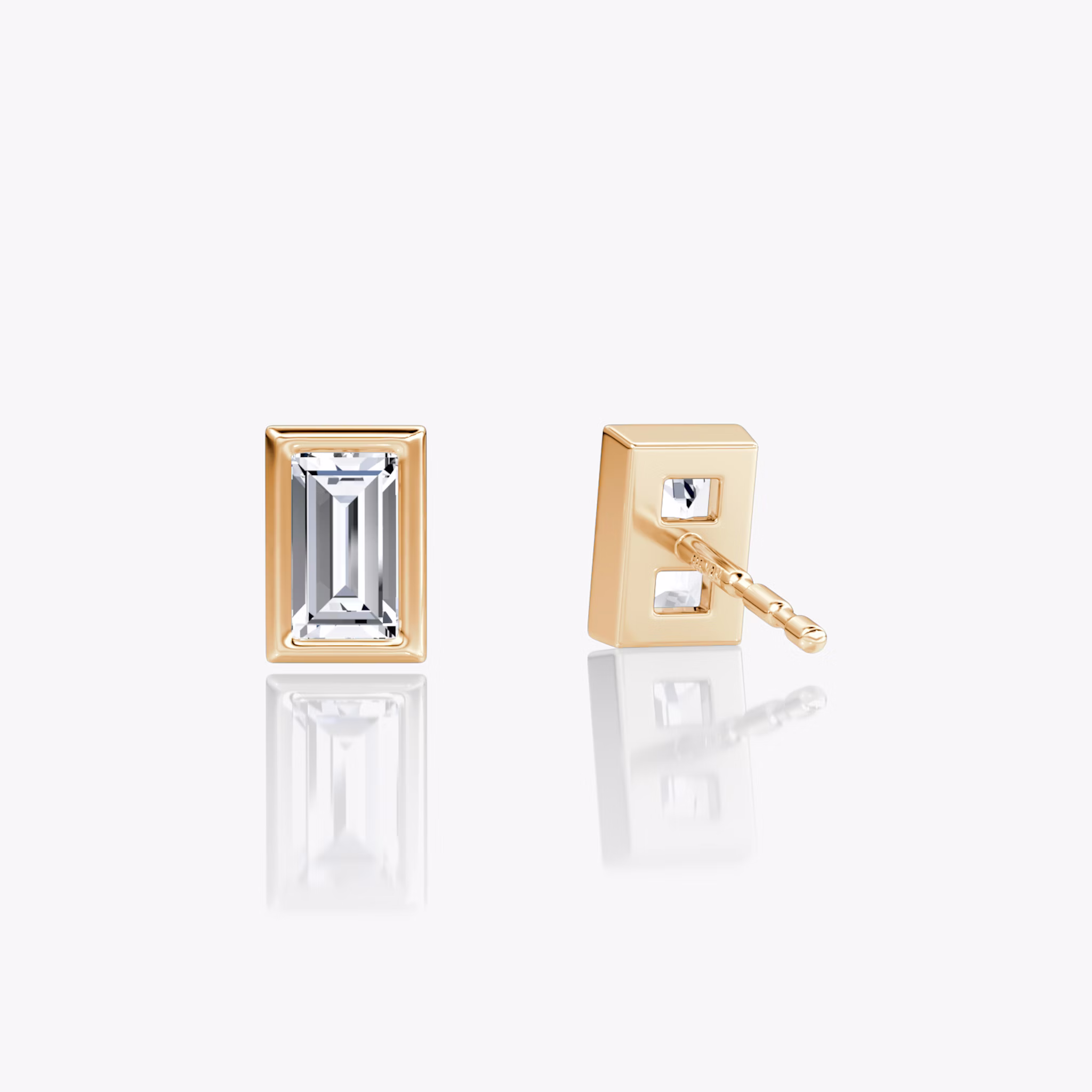 Bezel Solitaire Stud | Baguette | 14k | Rose Gold | caratWeight: 0.25ct