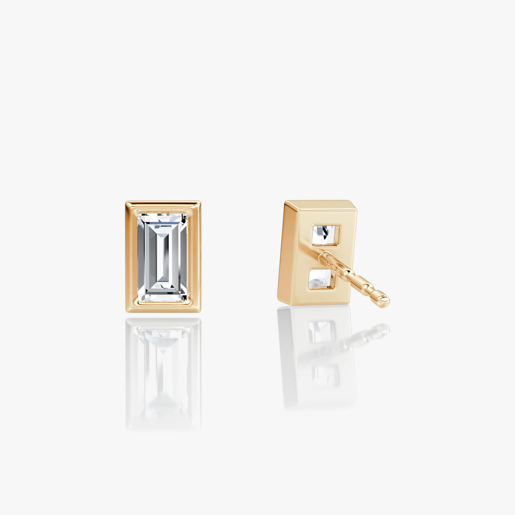 Bezel Solitaire Stud | Baguette | 14k | Rose Gold | caratWeight: 0.25ct