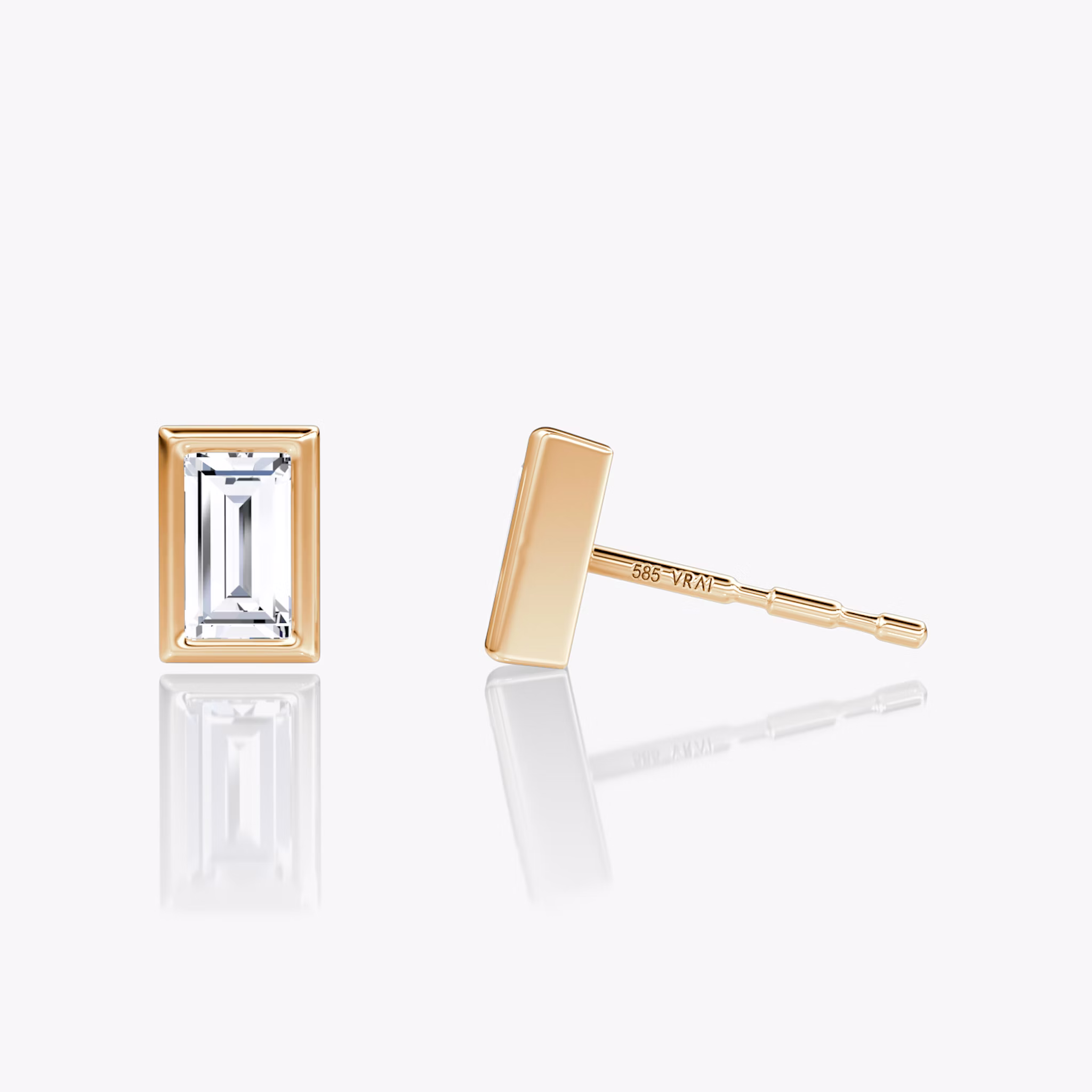 Bezel Solitaire Stud | Baguette | 14k | Rose Gold | caratWeight: 0.25ct
