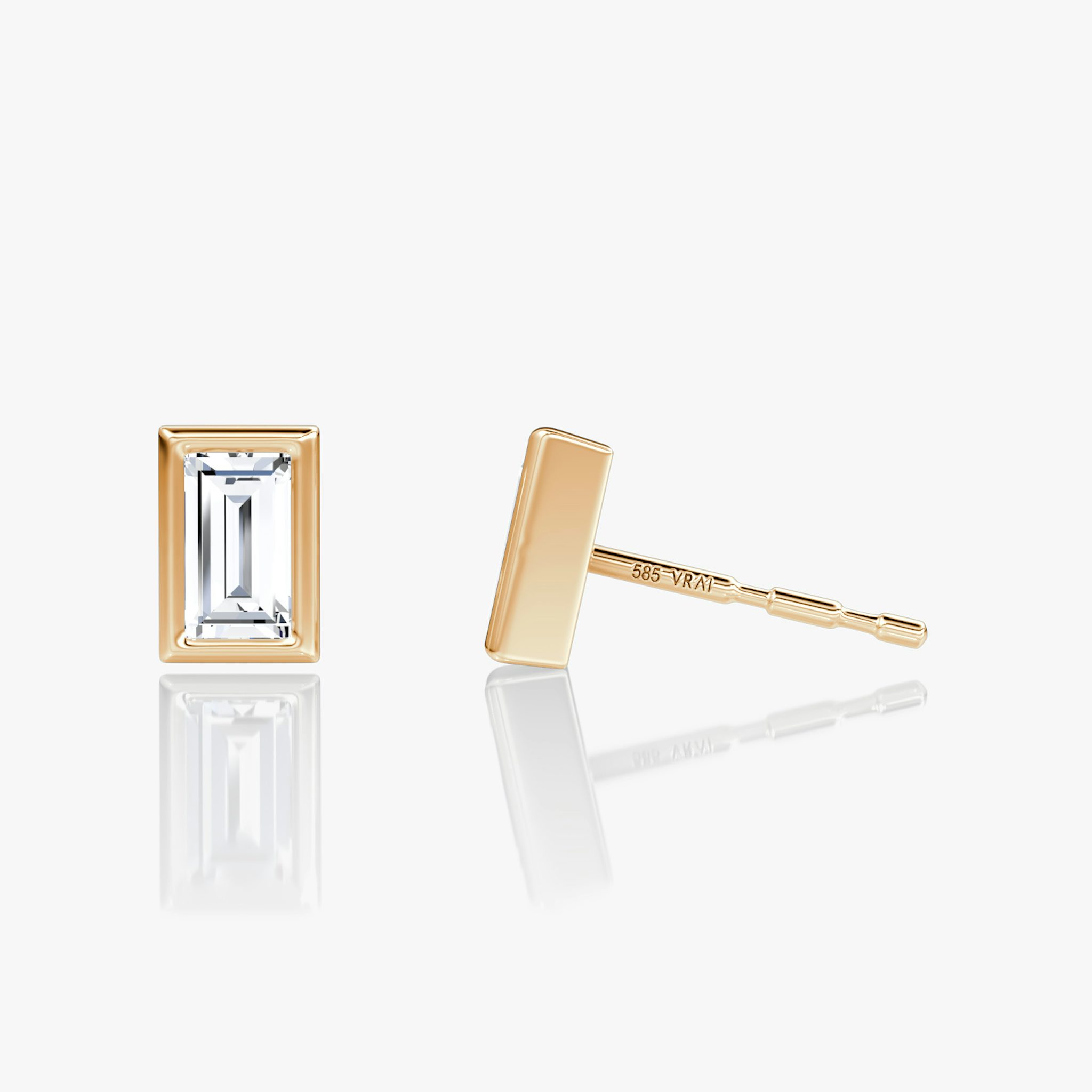 Bezel Solitaire Stud | Baguette | 14k | Rose Gold | caratWeight: 0.25ct