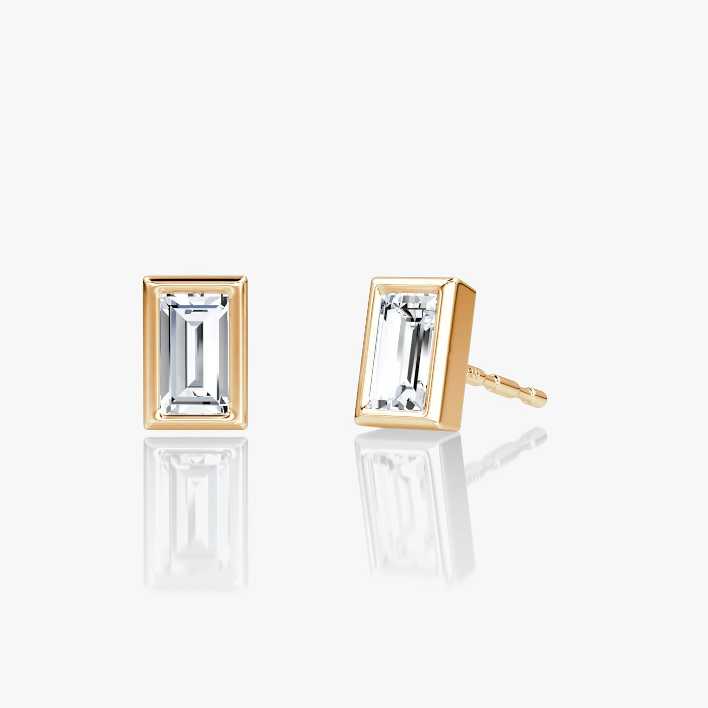 Bezel Solitaire Stud | Baguette | 14k | Rose Gold | caratWeight: 0.25ct