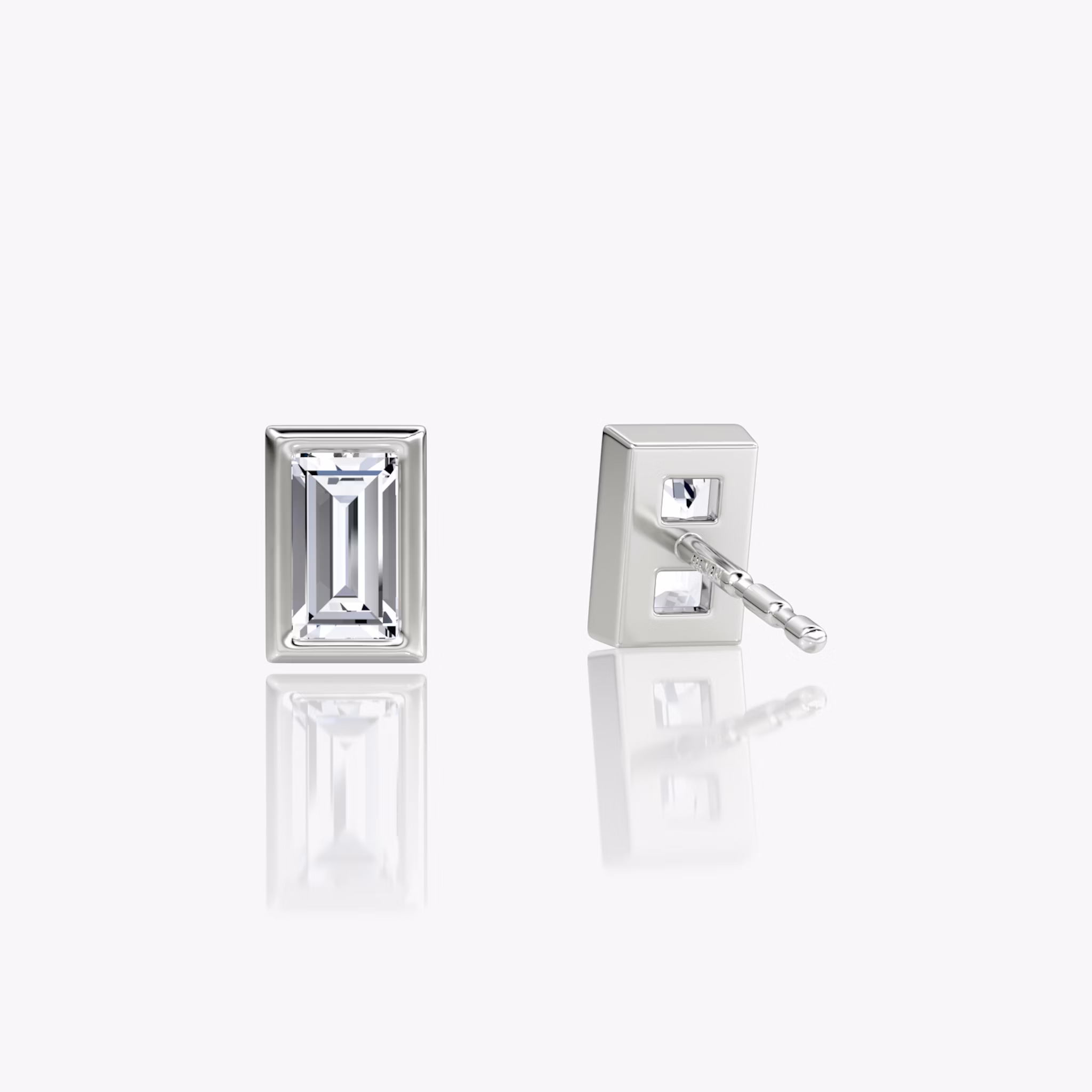 Bezel Solitaire Stud | Baguette | 14k | White Gold | caratWeight: 0.25ct