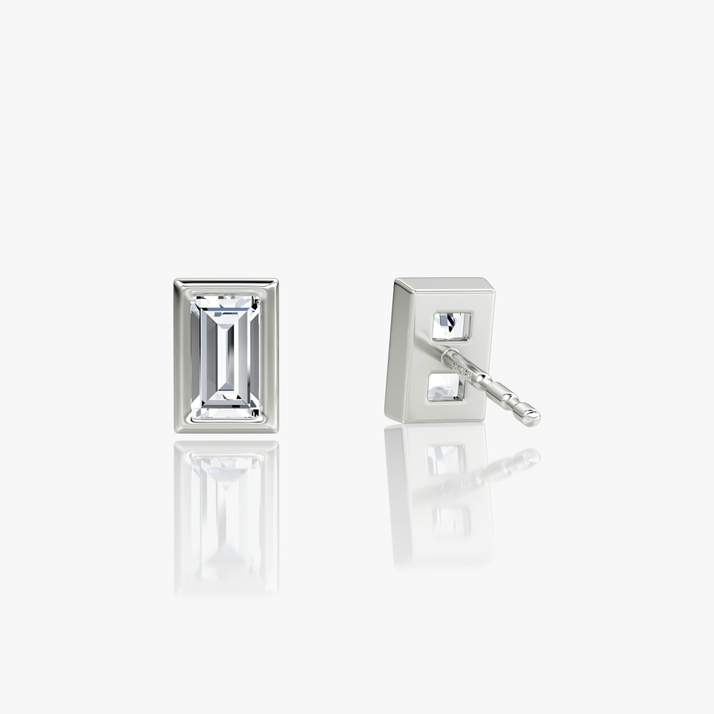 Bezel Solitaire Stud | Baguette | 14k | White Gold | caratWeight: 0.25ct