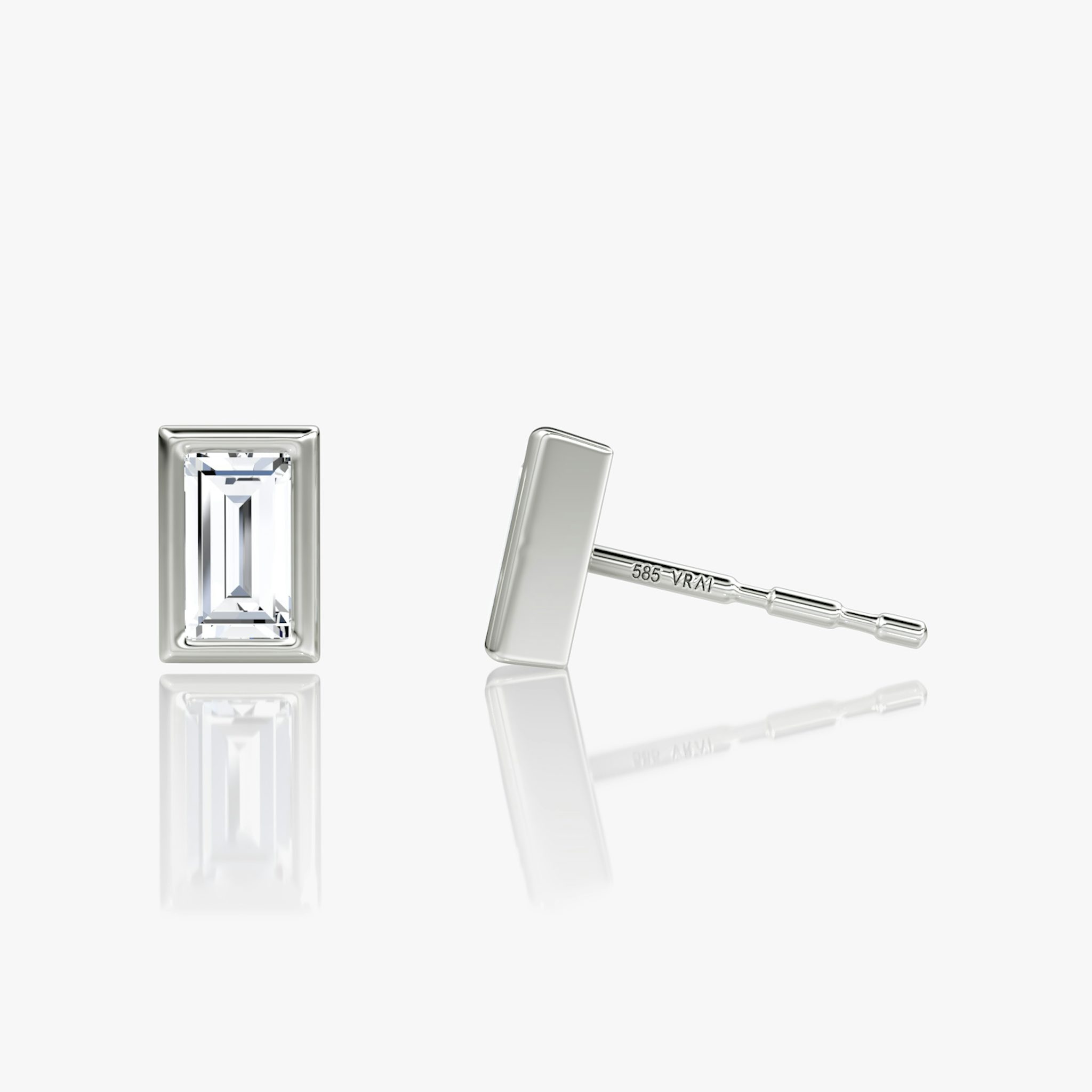 Bezel Solitaire Stud | Baguette | 14k | White Gold | caratWeight: 0.25ct