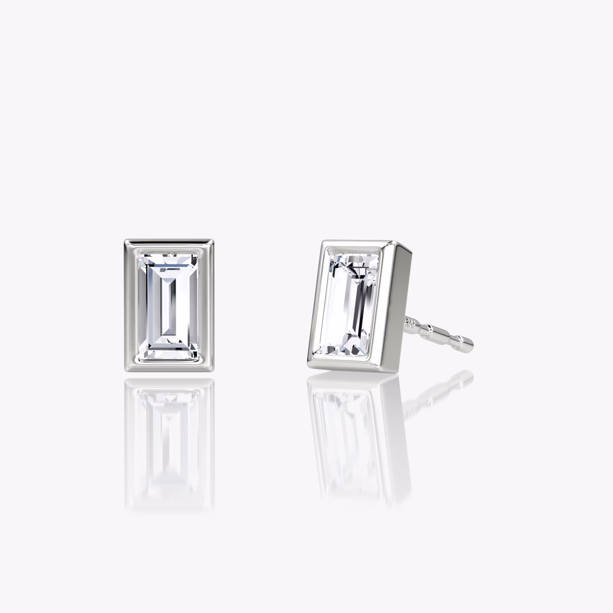 Bezel Solitaire Stud | Baguette | 14k | White Gold | caratWeight: 0.25ct