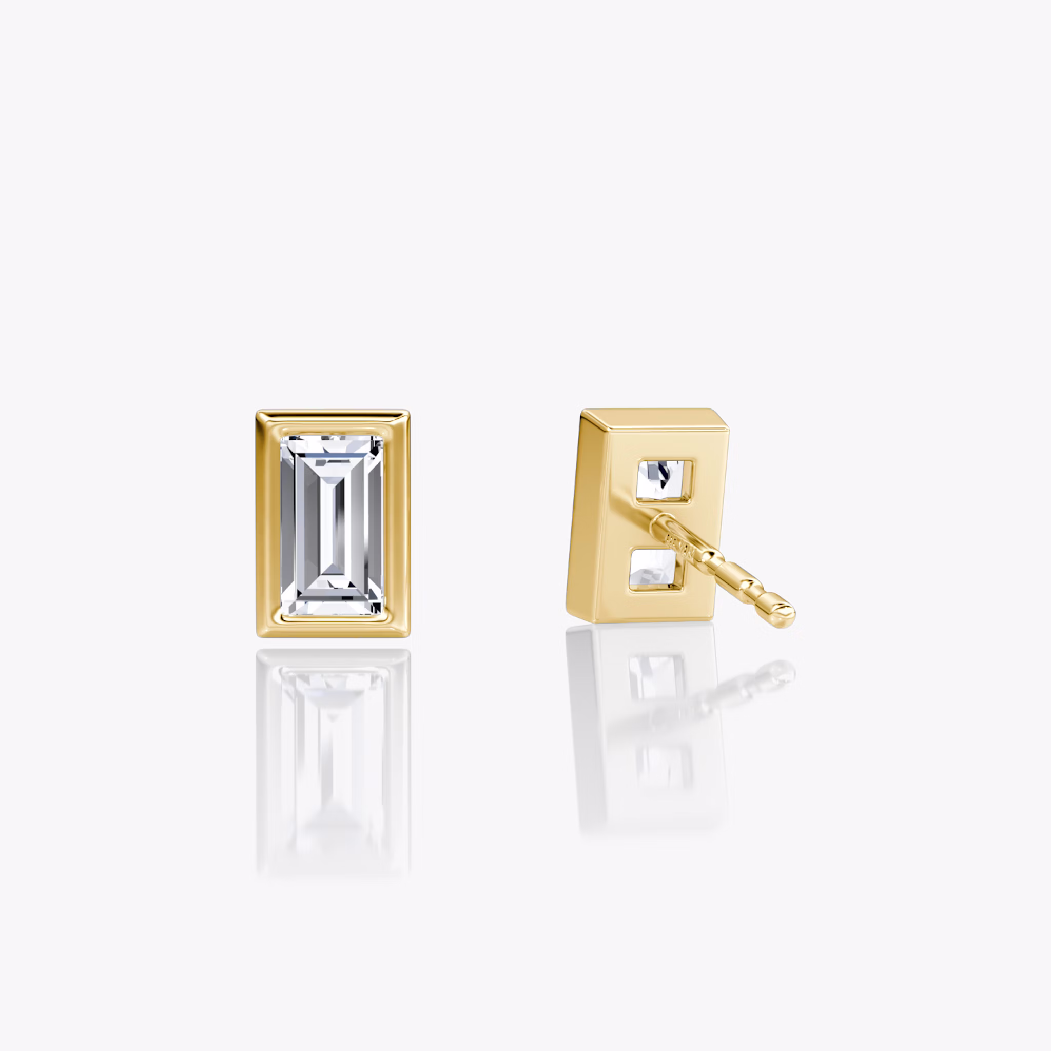 Bezel Solitaire Stud | Baguette | 14k | Yellow Gold | caratWeight: 0.25ct