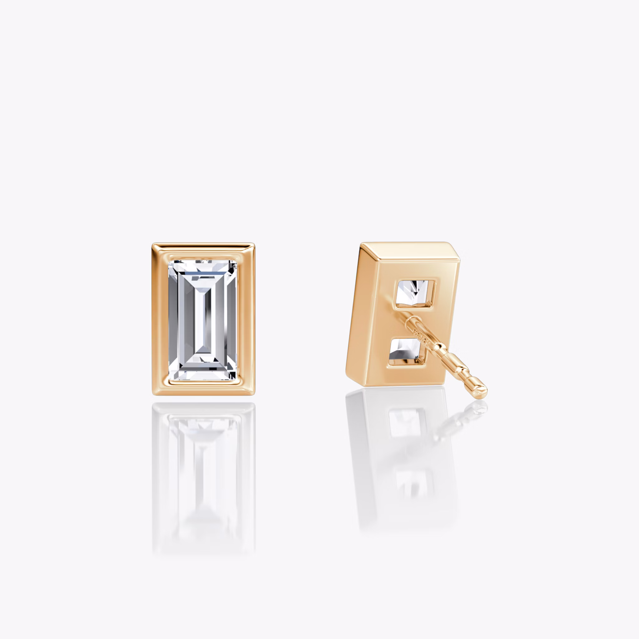 Bezel Solitaire Stud | Baguette | 14k | Rose Gold | caratWeight: 0.50ct