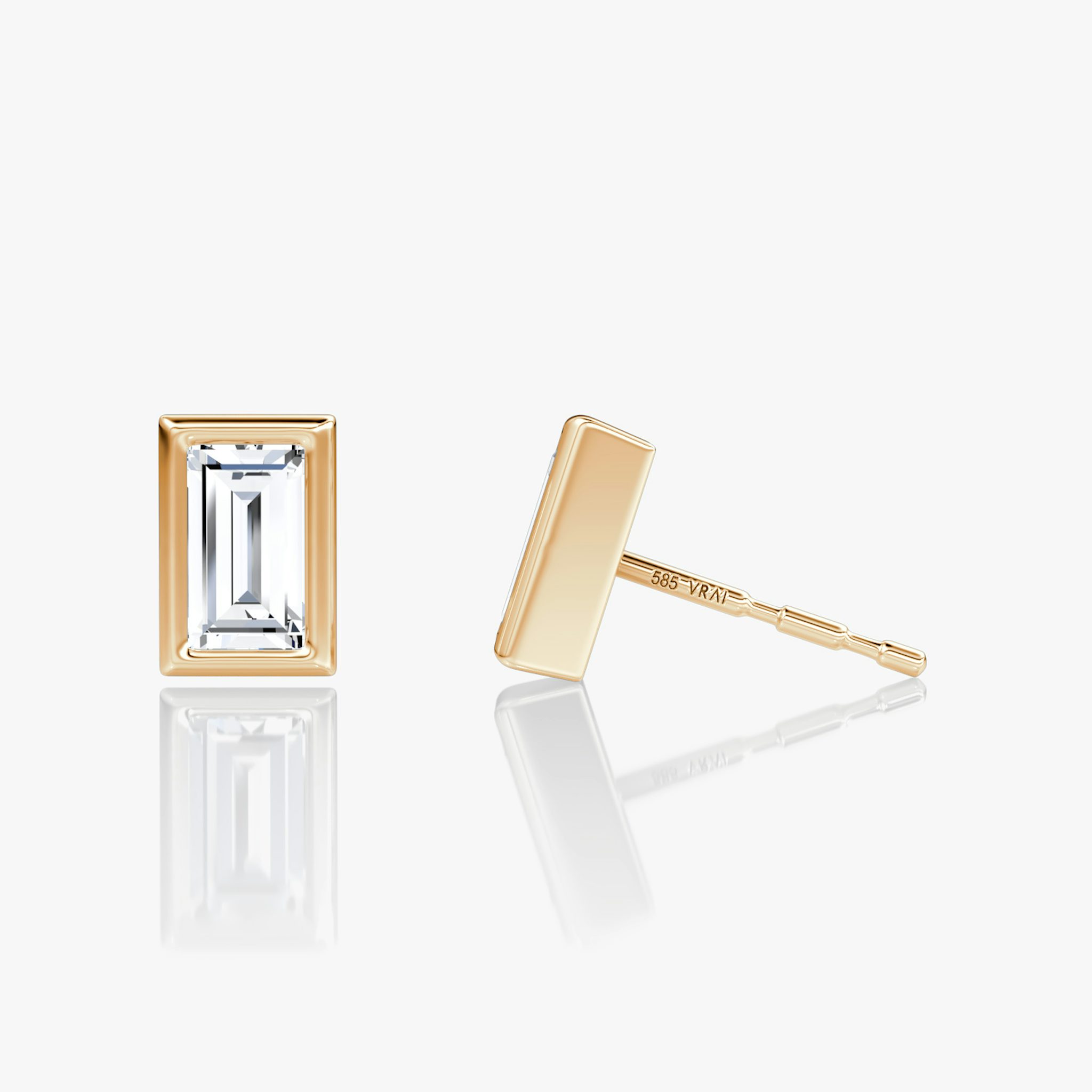 Bezel Solitaire Stud | Baguette | 14k | Rose Gold | caratWeight: 0.50ct