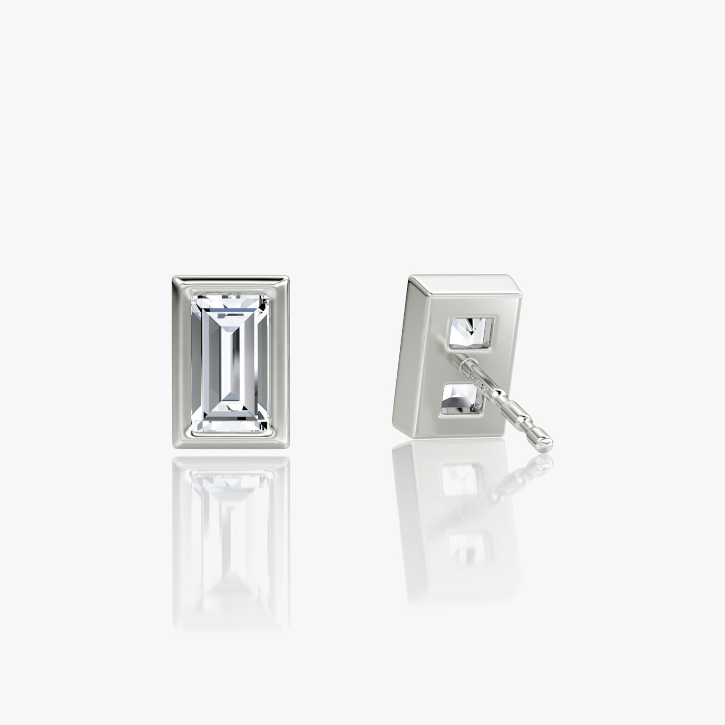 Bezel Solitaire Stud | Baguette | 14k | White Gold | caratWeight: 0.50ct