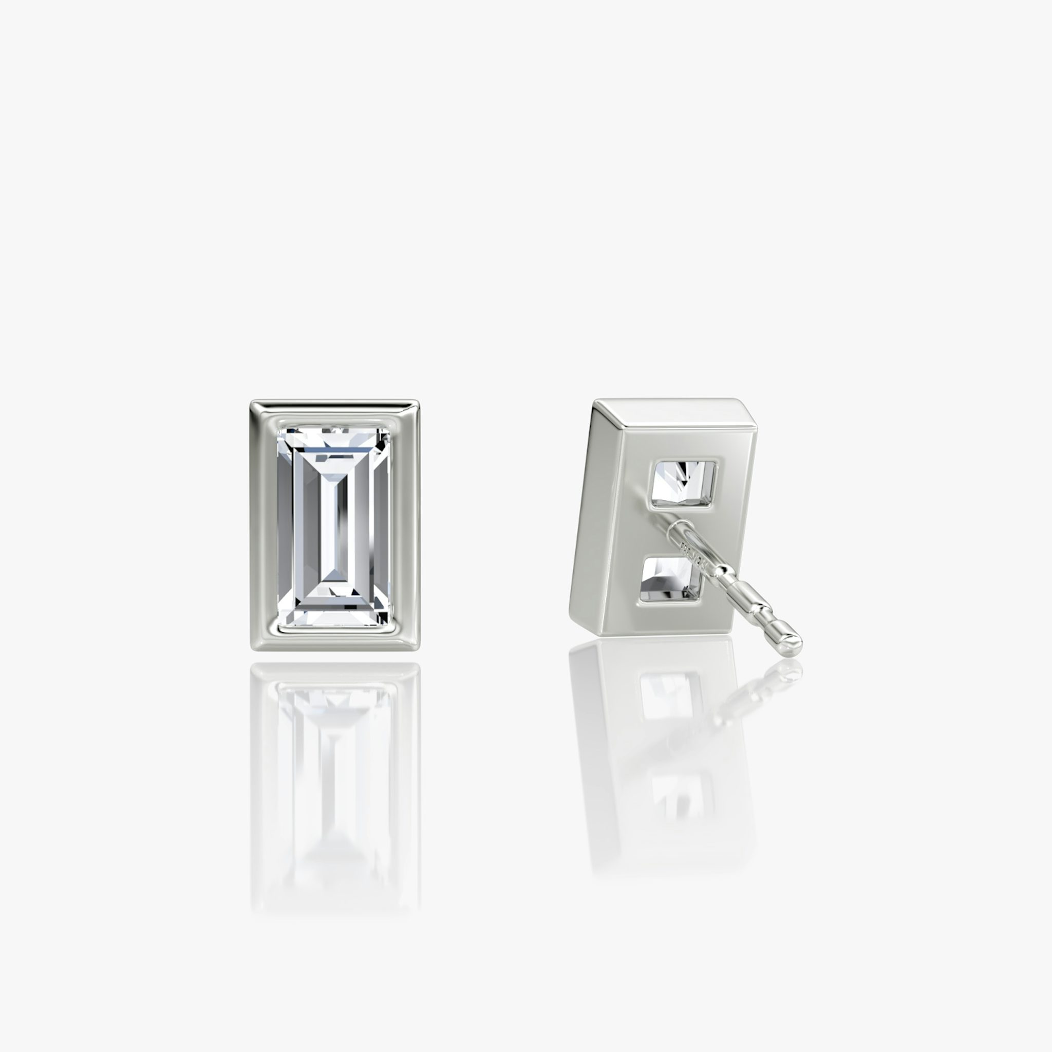 Bezel Solitaire Stud | Baguette | 14k | White Gold | caratWeight: 0.50ct