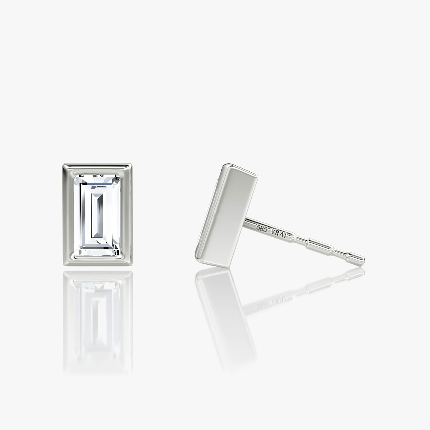 Bezel Solitaire Stud | Baguette | 14k | White Gold | caratWeight: 0.50ct