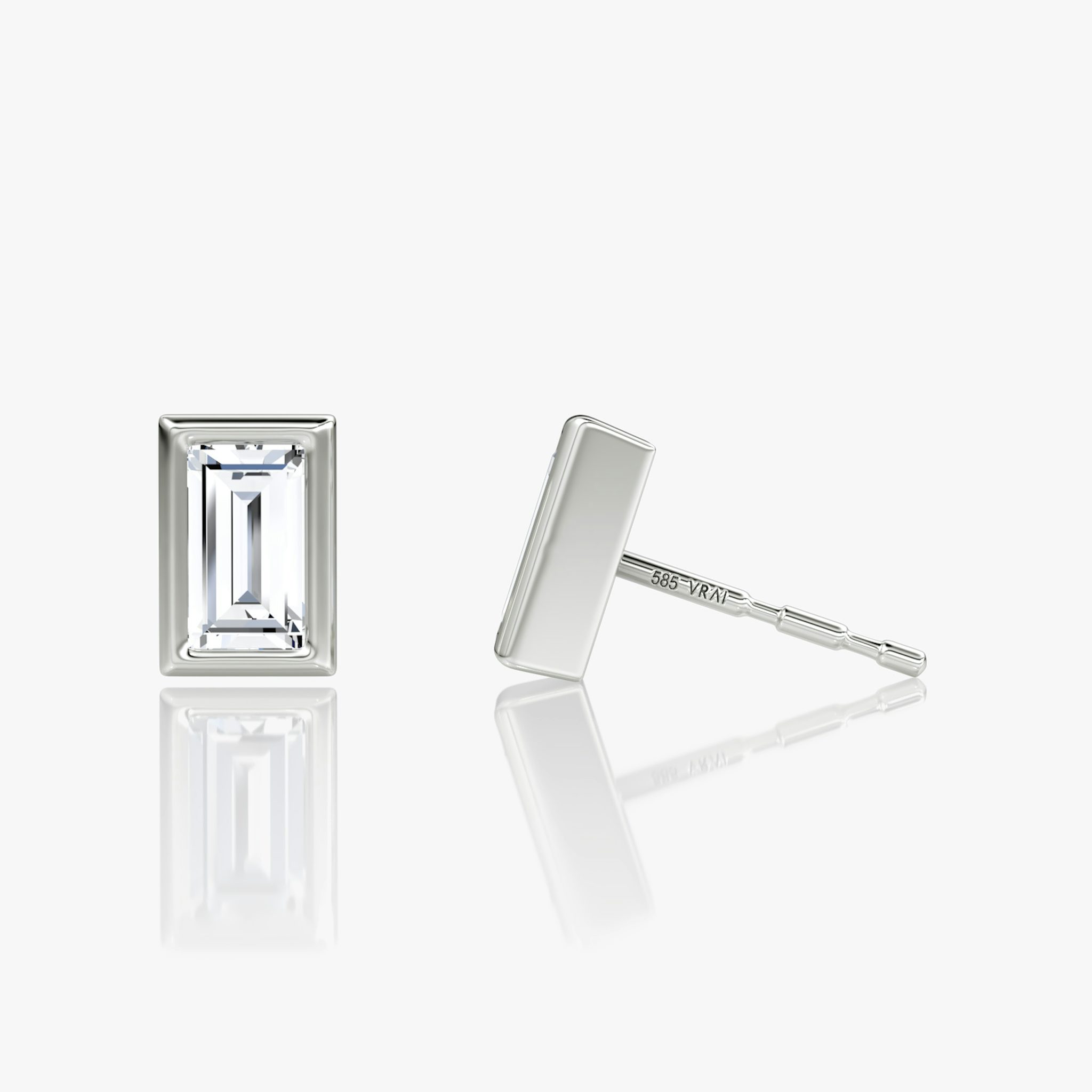 Bezel Solitaire Stud | Baguette | 14k | White Gold | caratWeight: 0.50ct