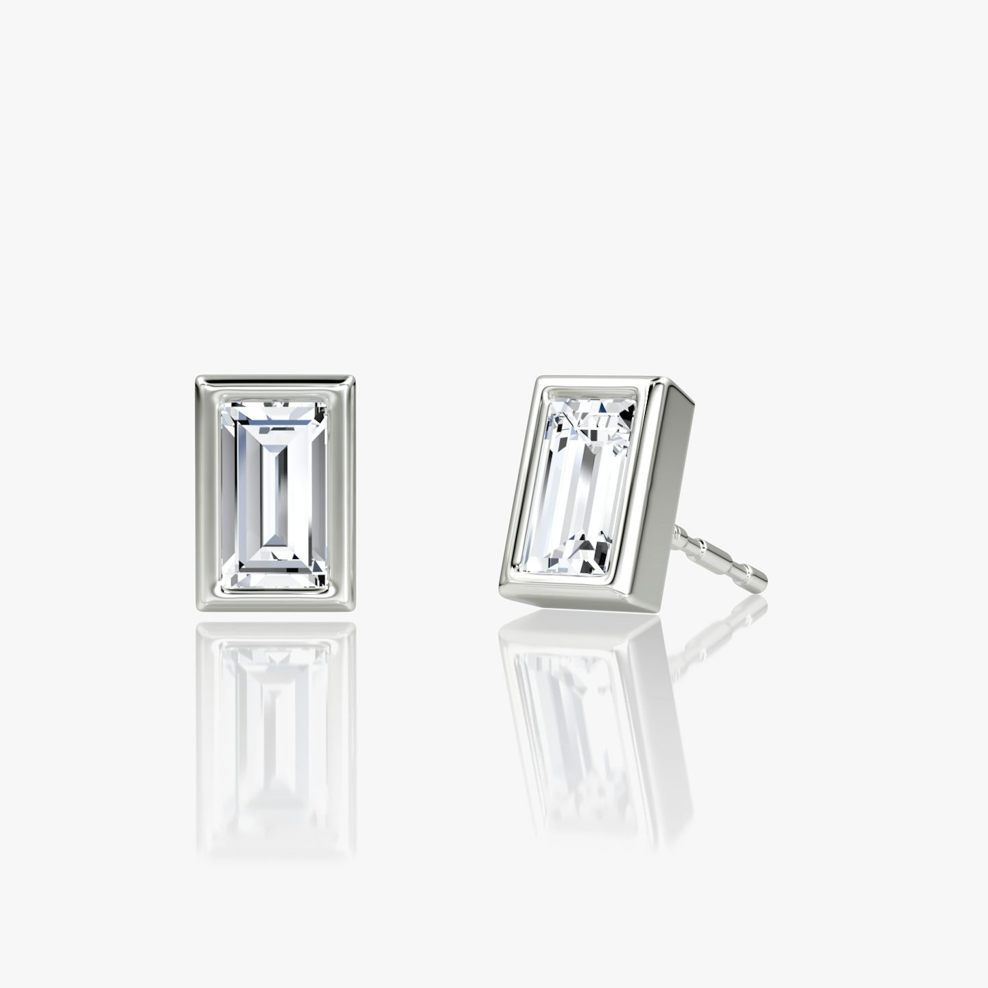 Bezel Solitaire Stud | Baguette | 14k | White Gold | caratWeight: 0.50ct