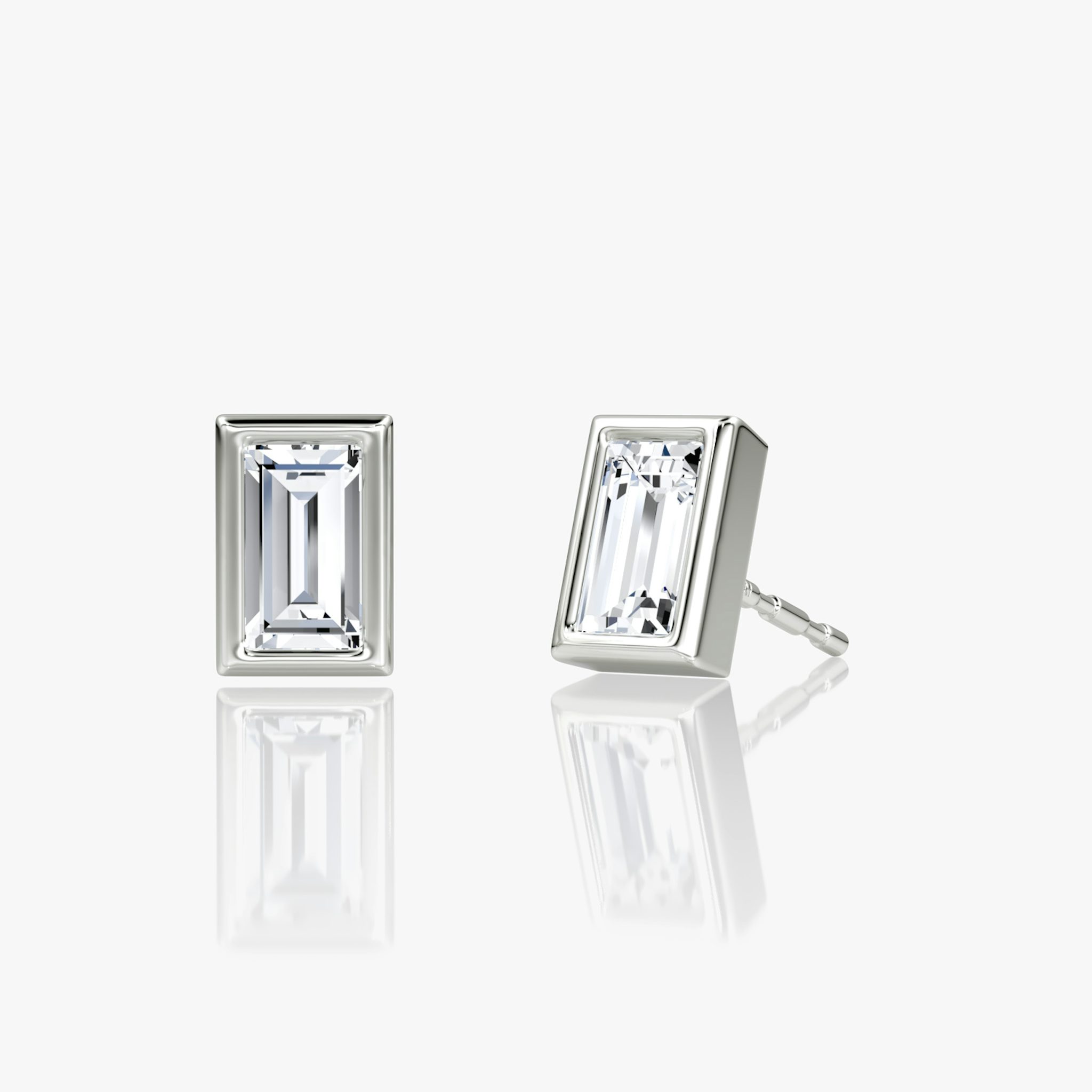 Bezel Solitaire Stud | Baguette | 14k | White Gold | caratWeight: 0.50ct