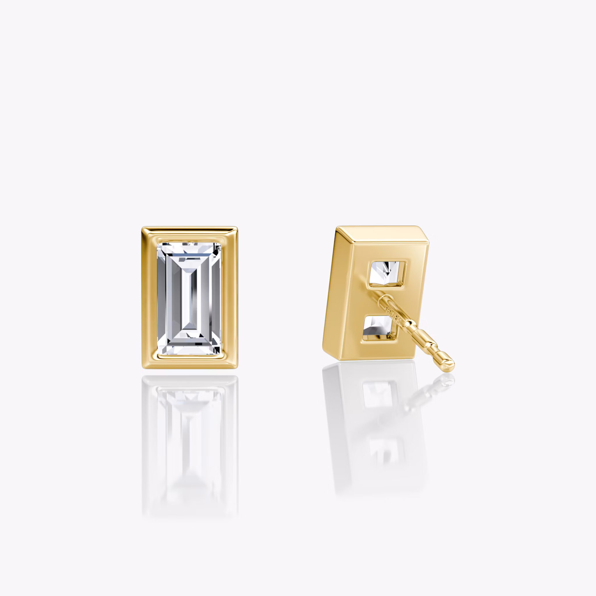 Bezel Solitaire Stud | Baguette | 14k | Yellow Gold | caratWeight: 0.50ct