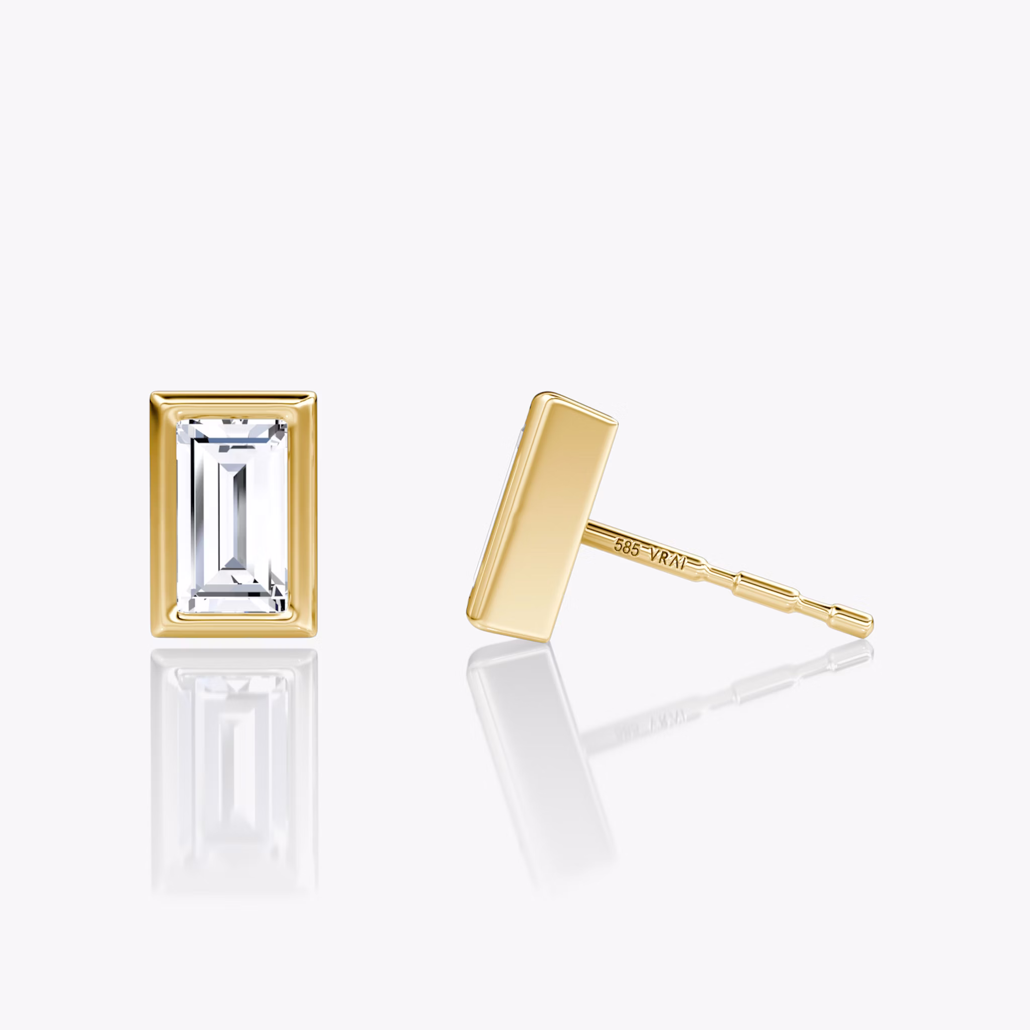 Bezel Solitaire Stud | Baguette | 14k | Yellow Gold | caratWeight: 0.50ct