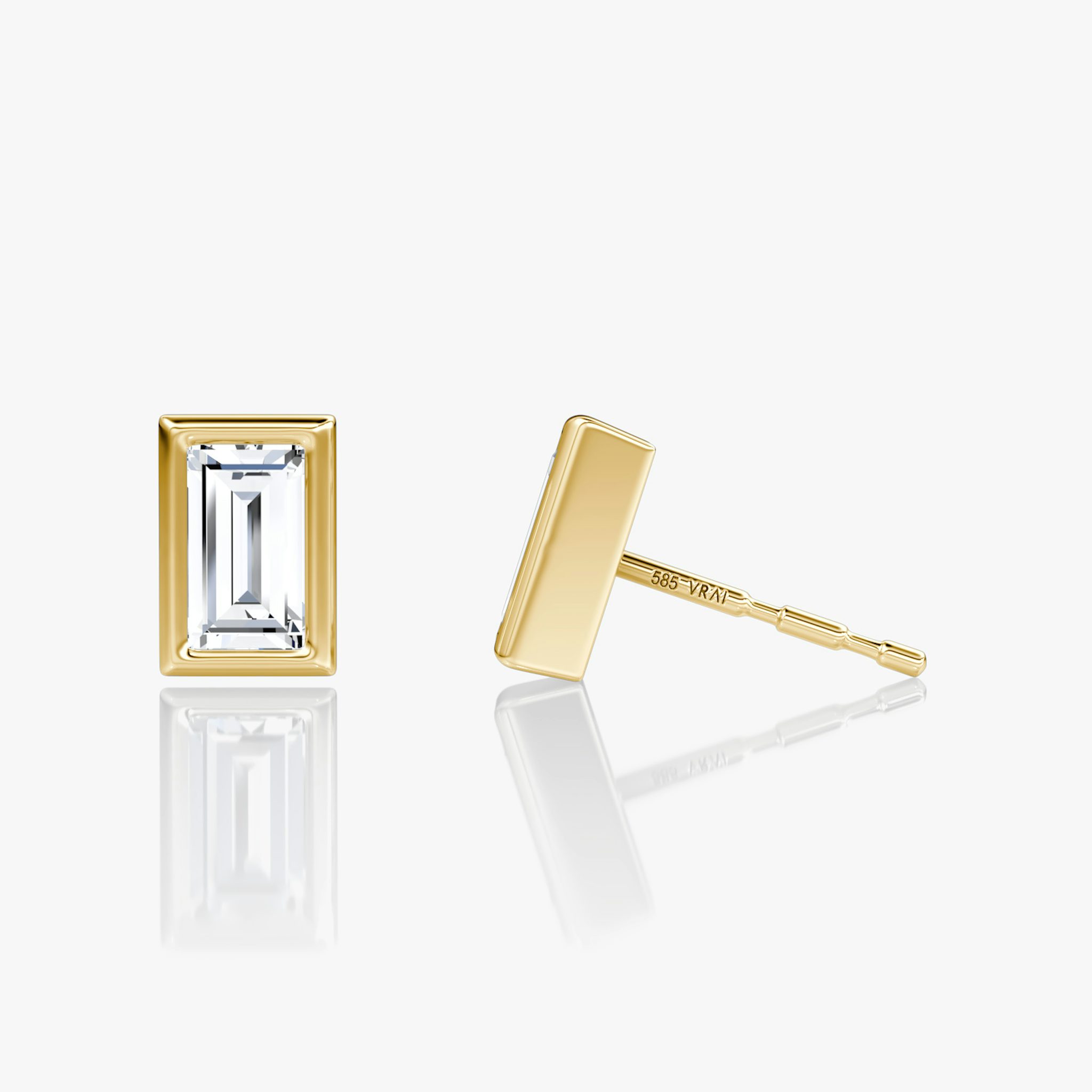 Bezel Solitaire Stud | Baguette | 14k | Yellow Gold | caratWeight: 0.50ct