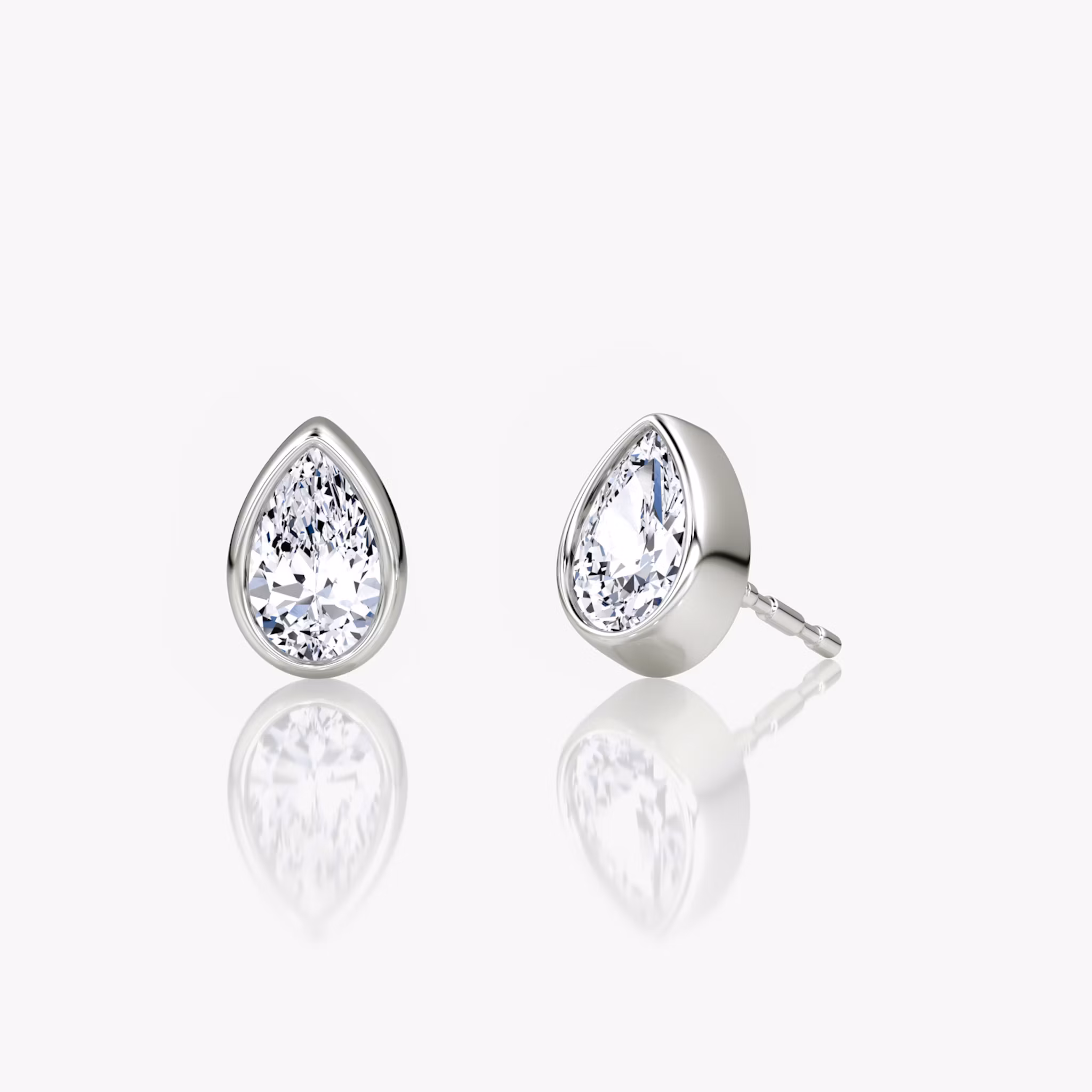Bezel Solitaire Stud Pear | White Gold