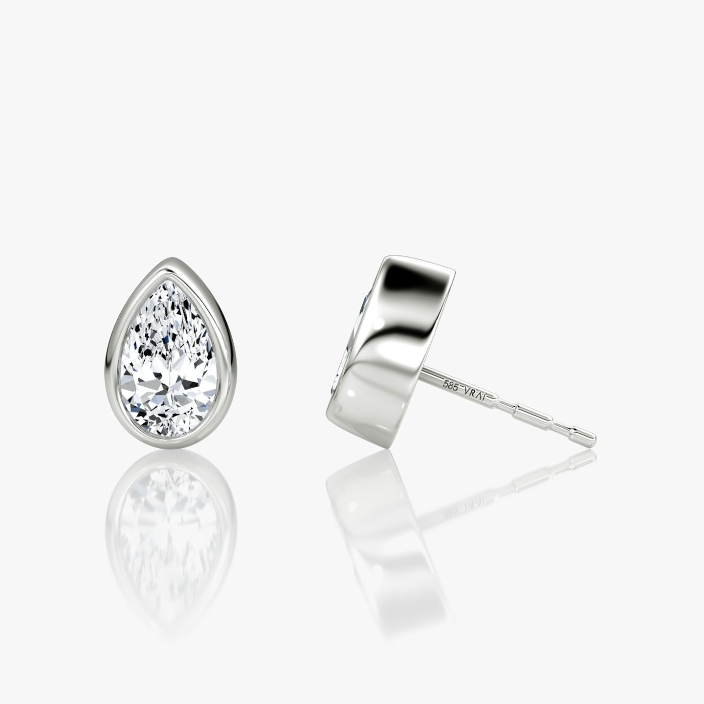 Bezel Solitaire Stud | Pear | 14k | White Gold | caratWeight: 0.50ct