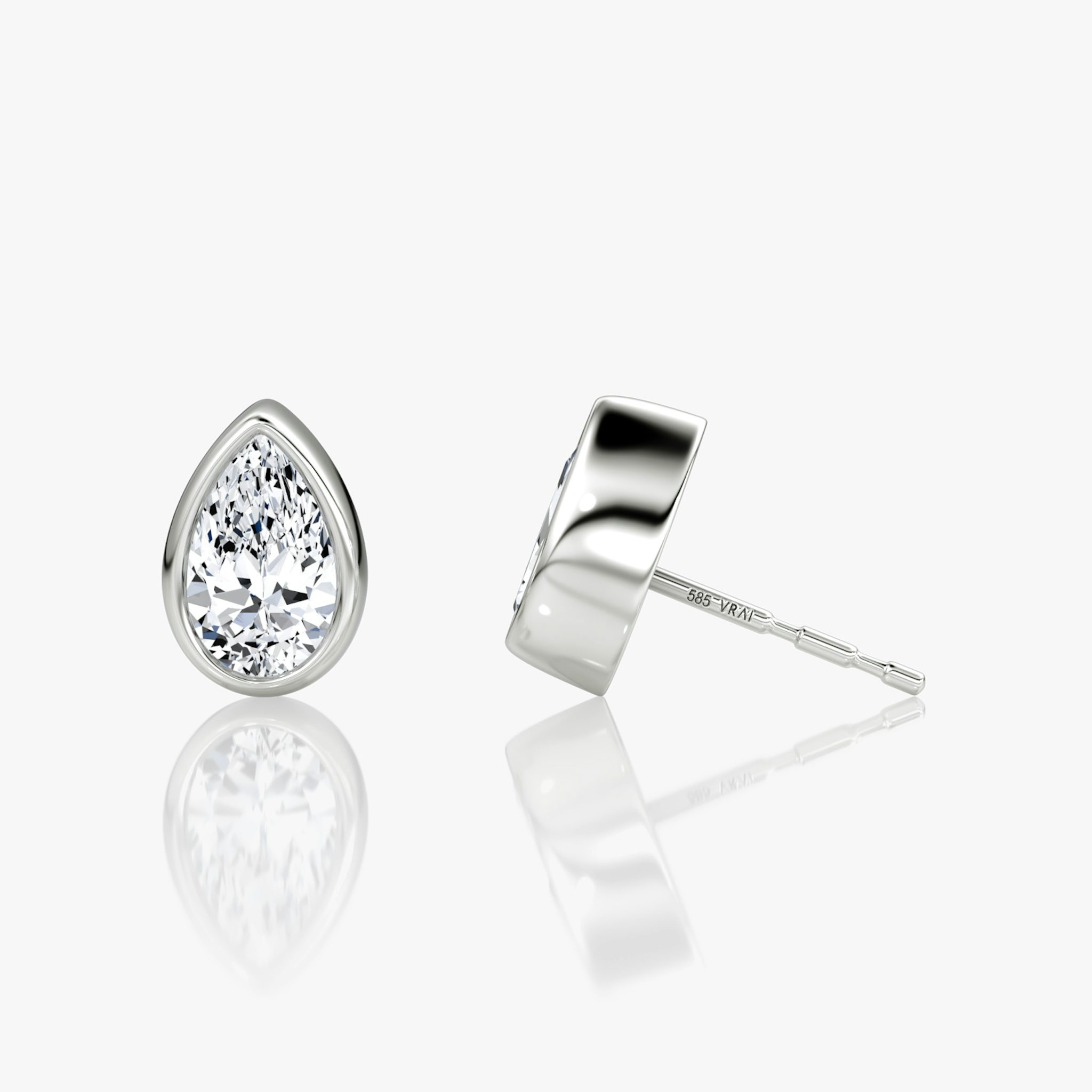 Bezel Solitaire Stud | Pear | 14k | White Gold | caratWeight: 0.50ct