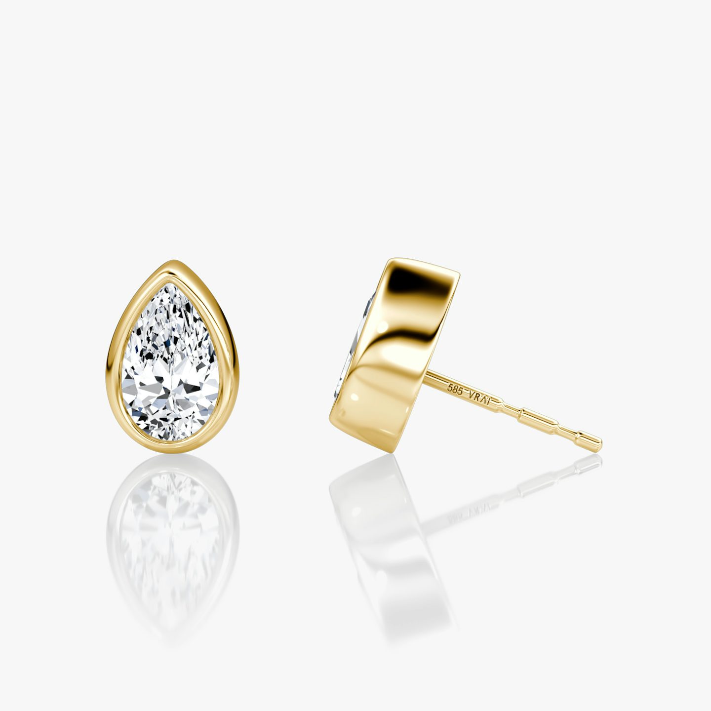 Bezel Solitaire Stud | Pear | 14k | Yellow Gold | caratWeight: 0.50ct