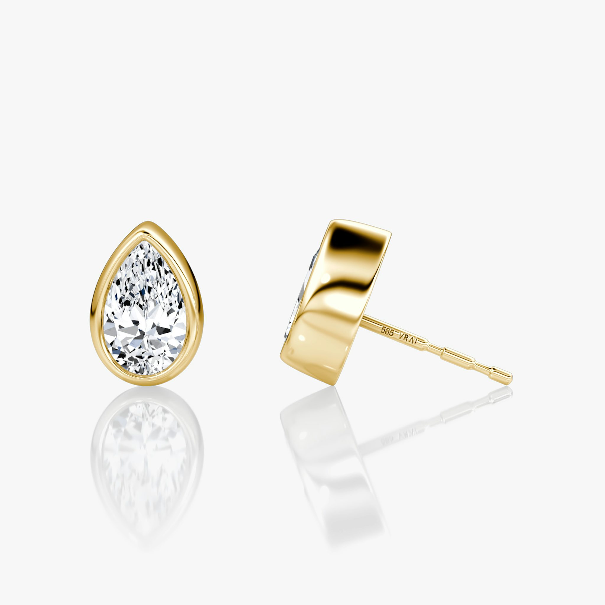 Bezel Solitaire Stud | Pear | 14k | Yellow Gold | caratWeight: 0.50ct