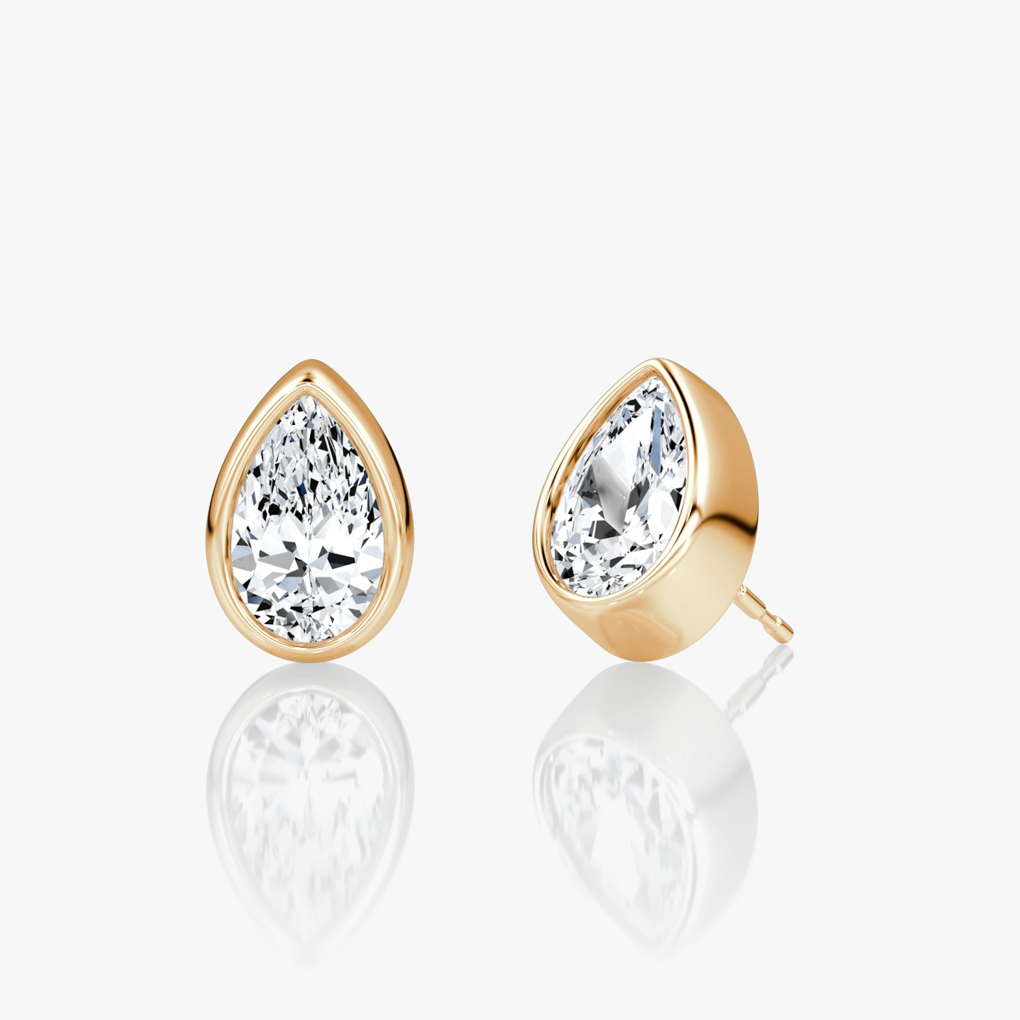 Bezel Solitaire Stud | Pear | 14k | Rose Gold | caratWeight: 0.75ct