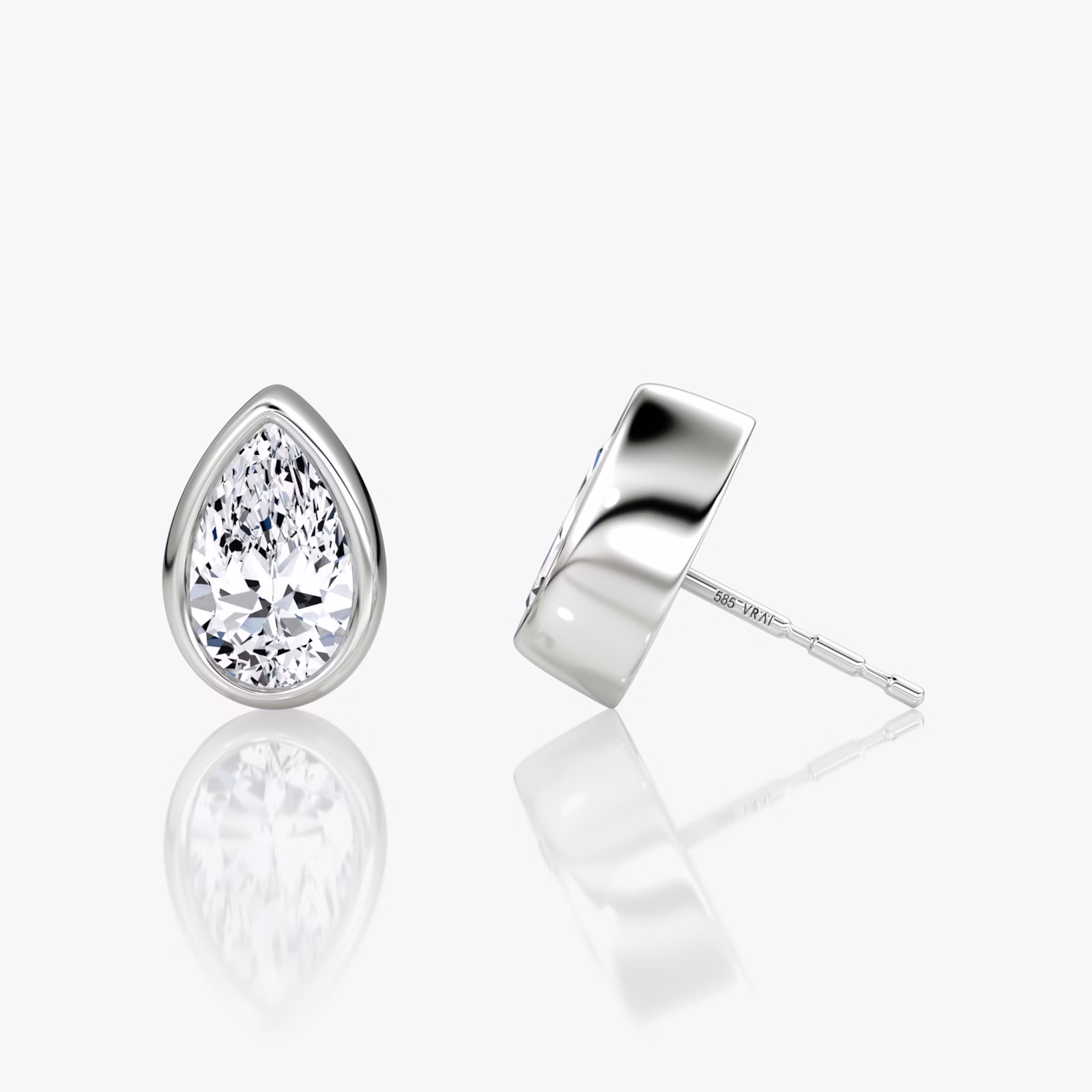 Bezel Solitaire Stud | Pear | 14k | White Gold | caratWeight: 0.75ct