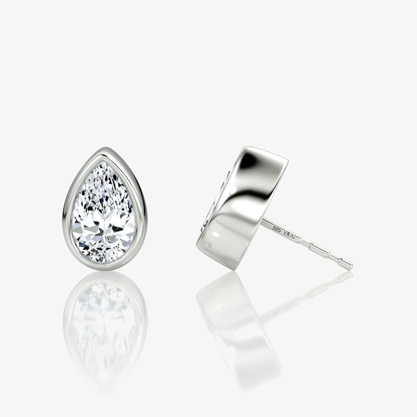 Bezel Solitaire Stud | Pear | 14k | White Gold | caratWeight: 0.75ct