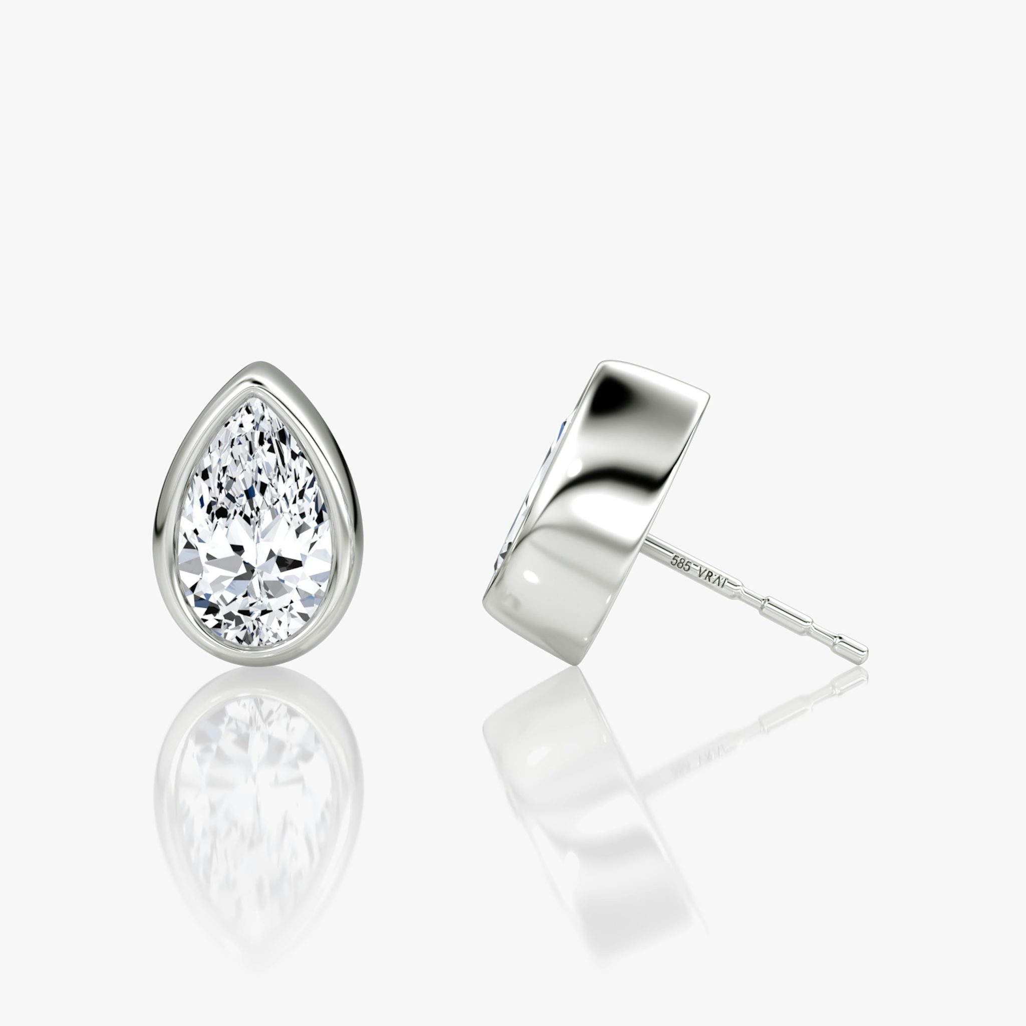 Bezel Solitaire Stud | Pear | 14k | White Gold | caratWeight: 0.75ct