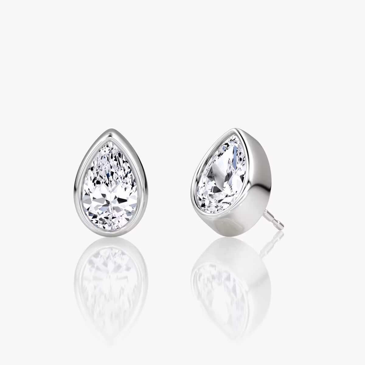 Bezel Solitaire Stud | Pear | 14k | White Gold | caratWeight: 0.75ct