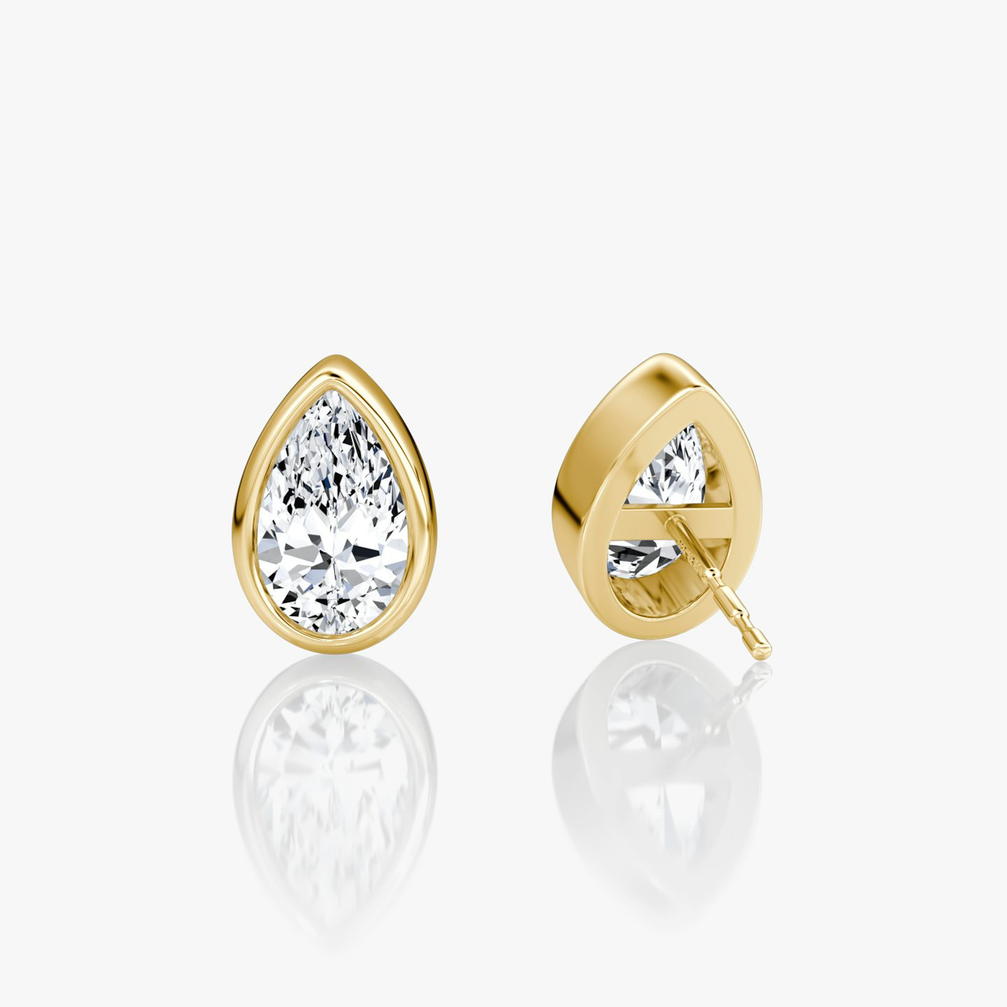 Bezel Solitaire Stud | Pear | 14k | Yellow Gold | caratWeight: 0.75ct