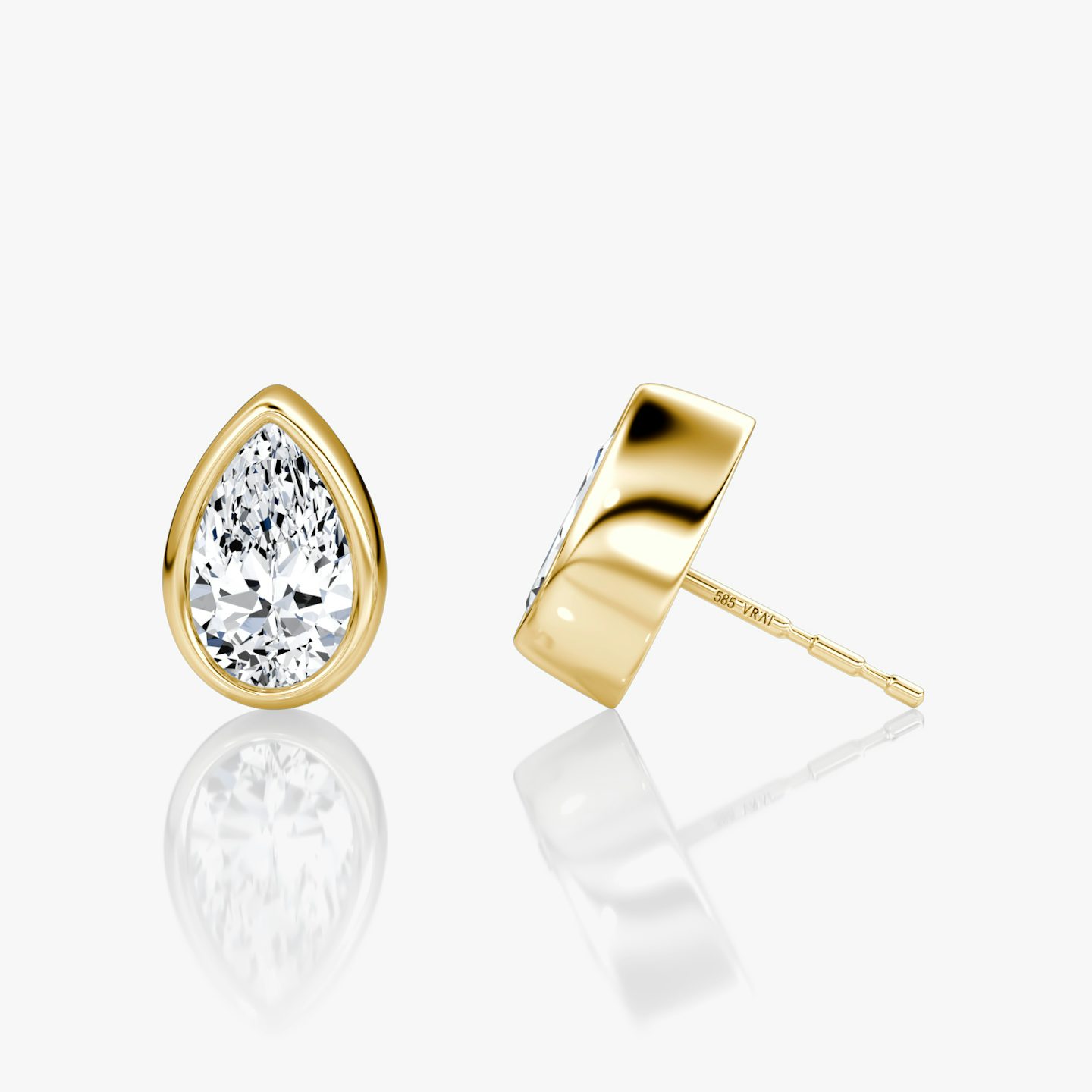 Bezel Solitaire Stud | Pear | 14k | Yellow Gold | caratWeight: 0.75ct