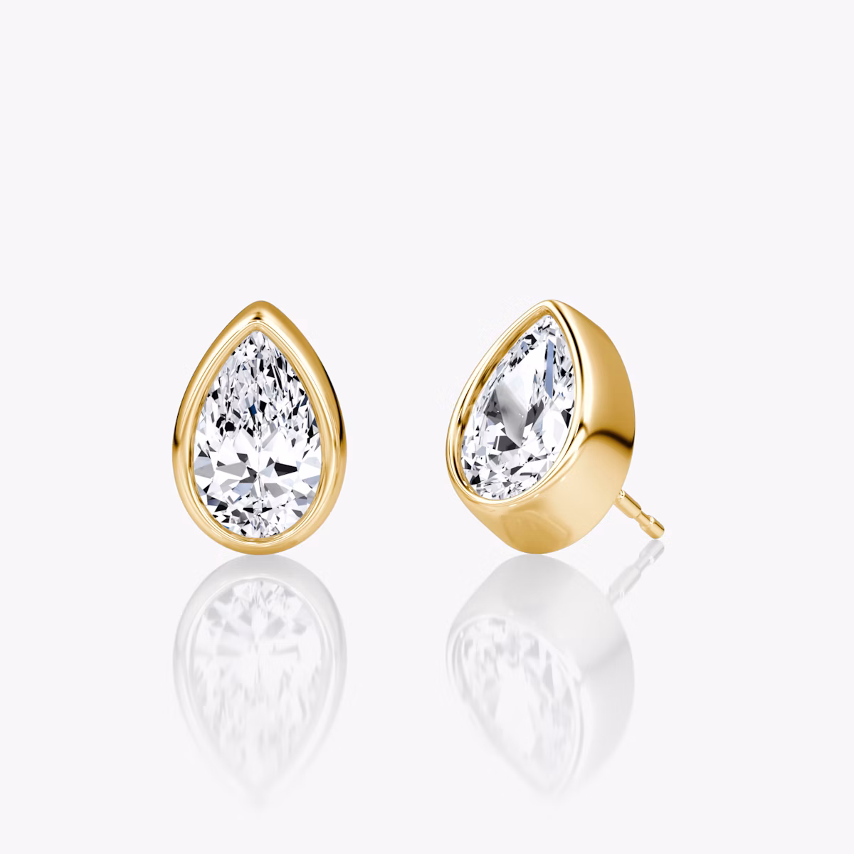 Bezel Solitaire Stud | Pear | 14k | Yellow Gold | caratWeight: 0.75ct