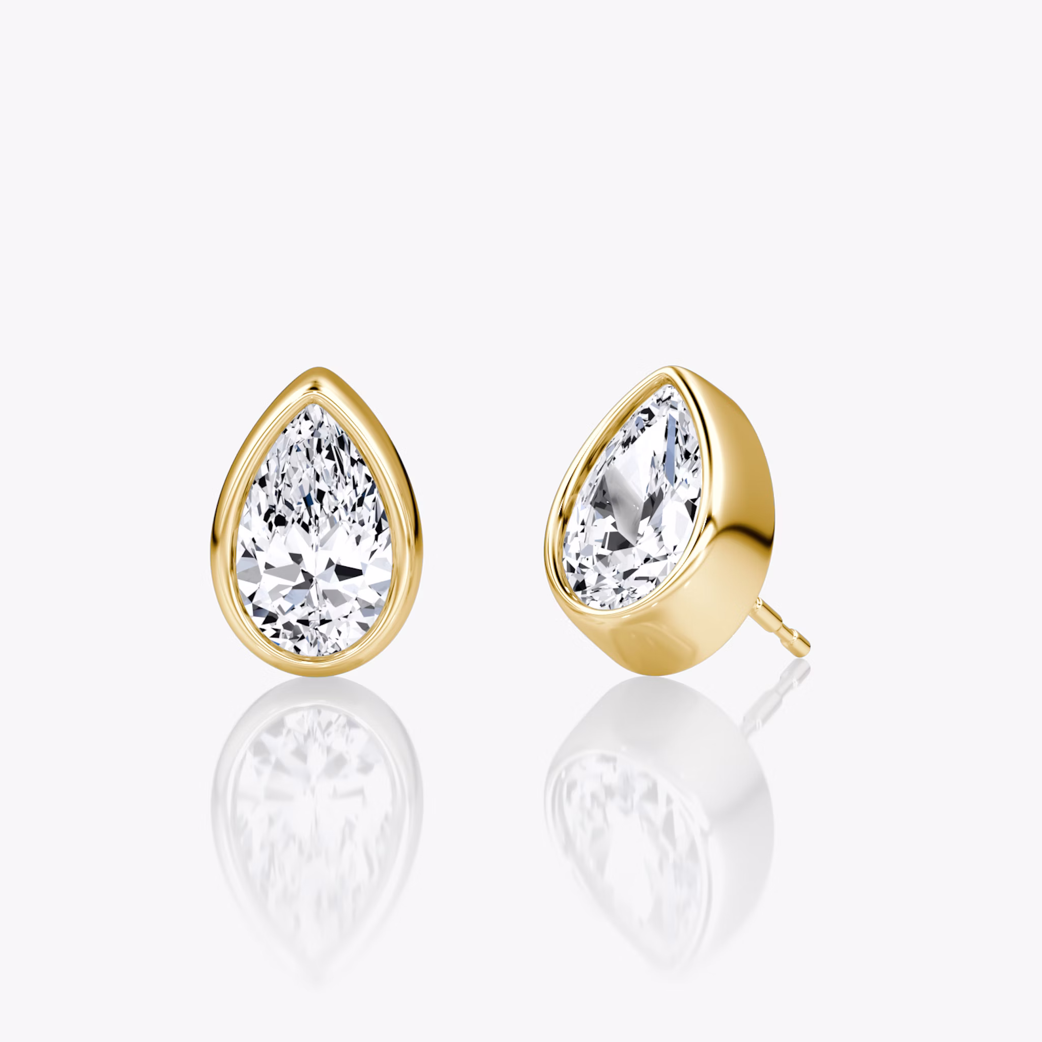 Bezel Solitaire Stud | Pear | 14k | Yellow Gold | caratWeight: 0.75ct