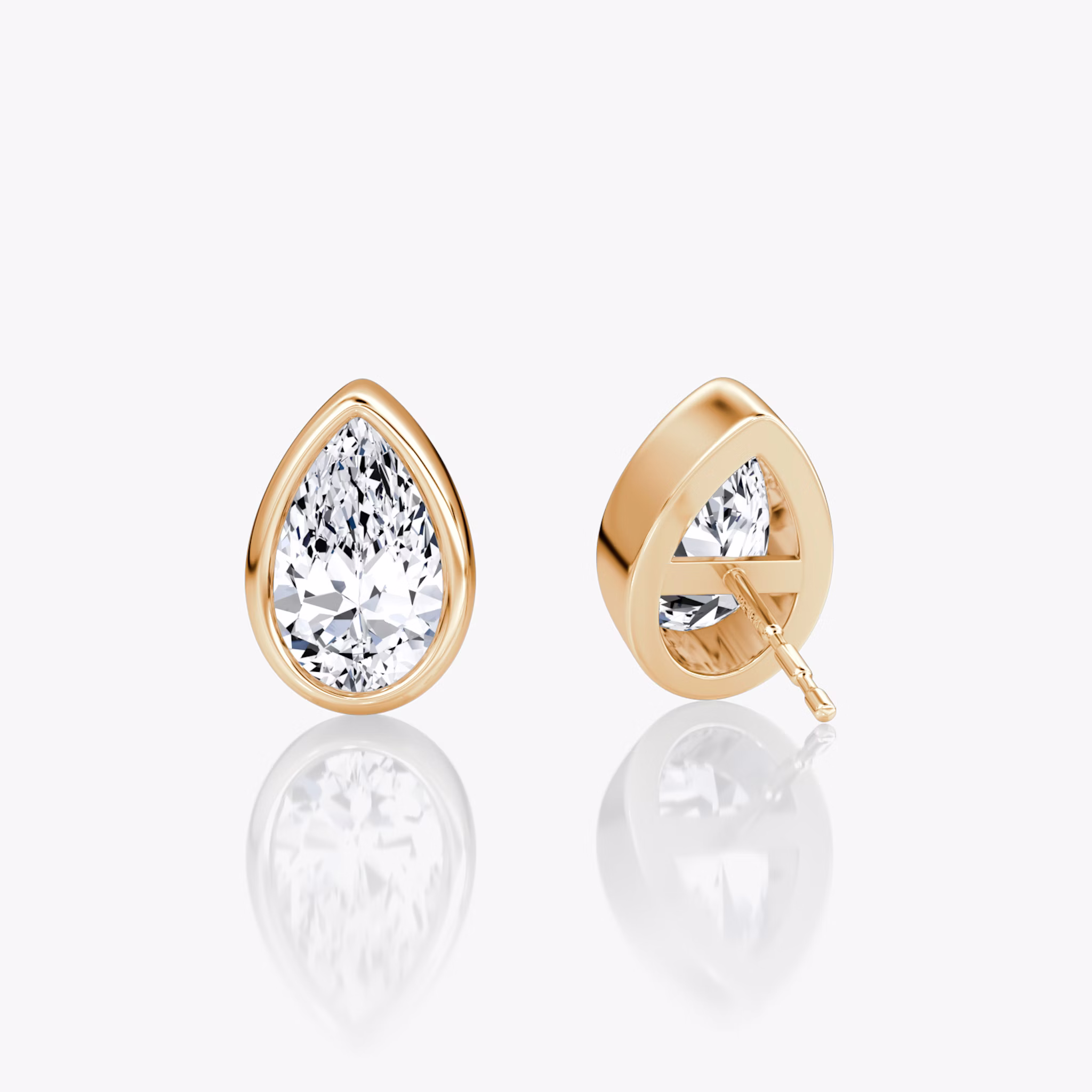 Bezel Solitaire Stud | Pear | 14k | Rose Gold | caratWeight: other