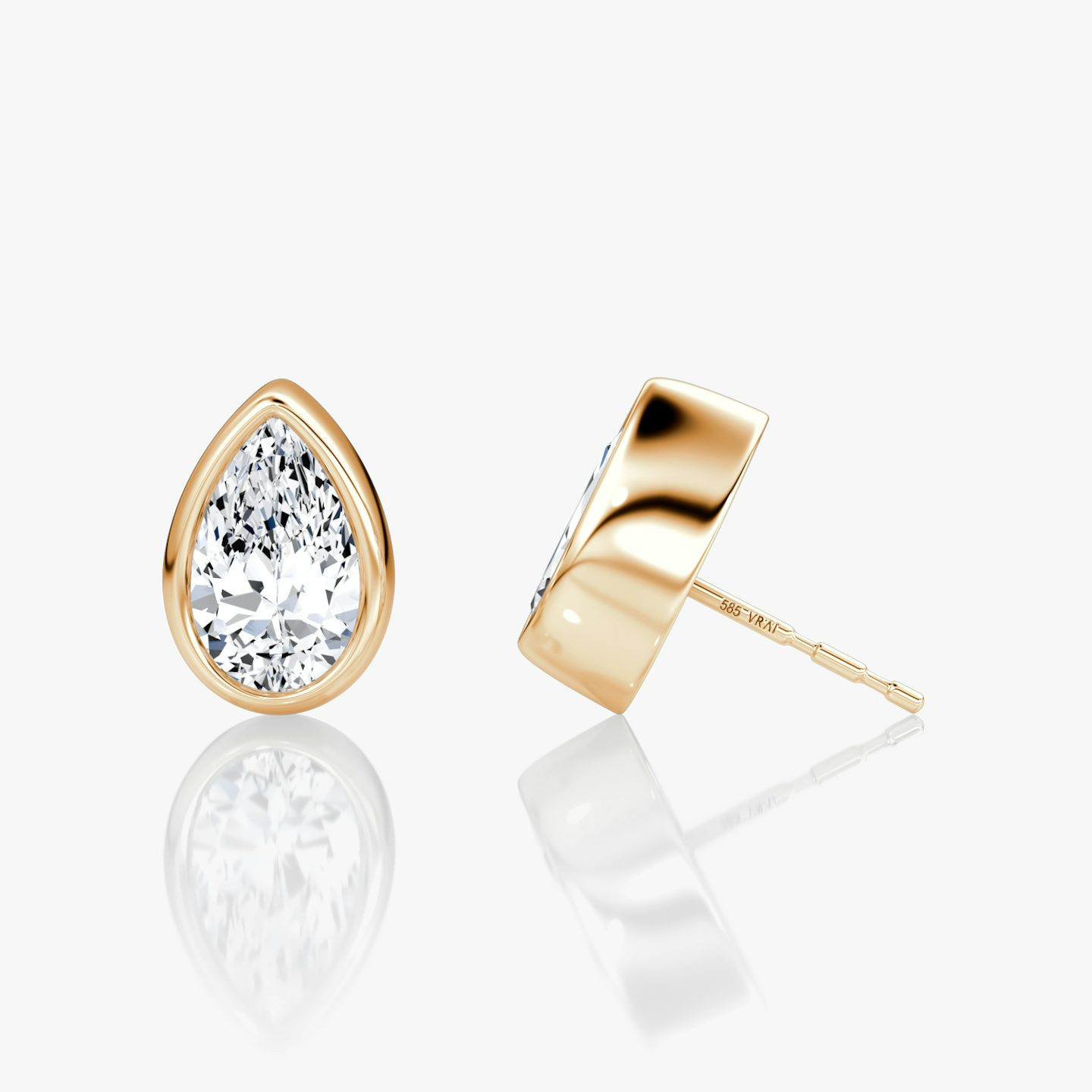 Bezel Solitaire Stud | Pear | 14k | Rose Gold | caratWeight: 1.0ct