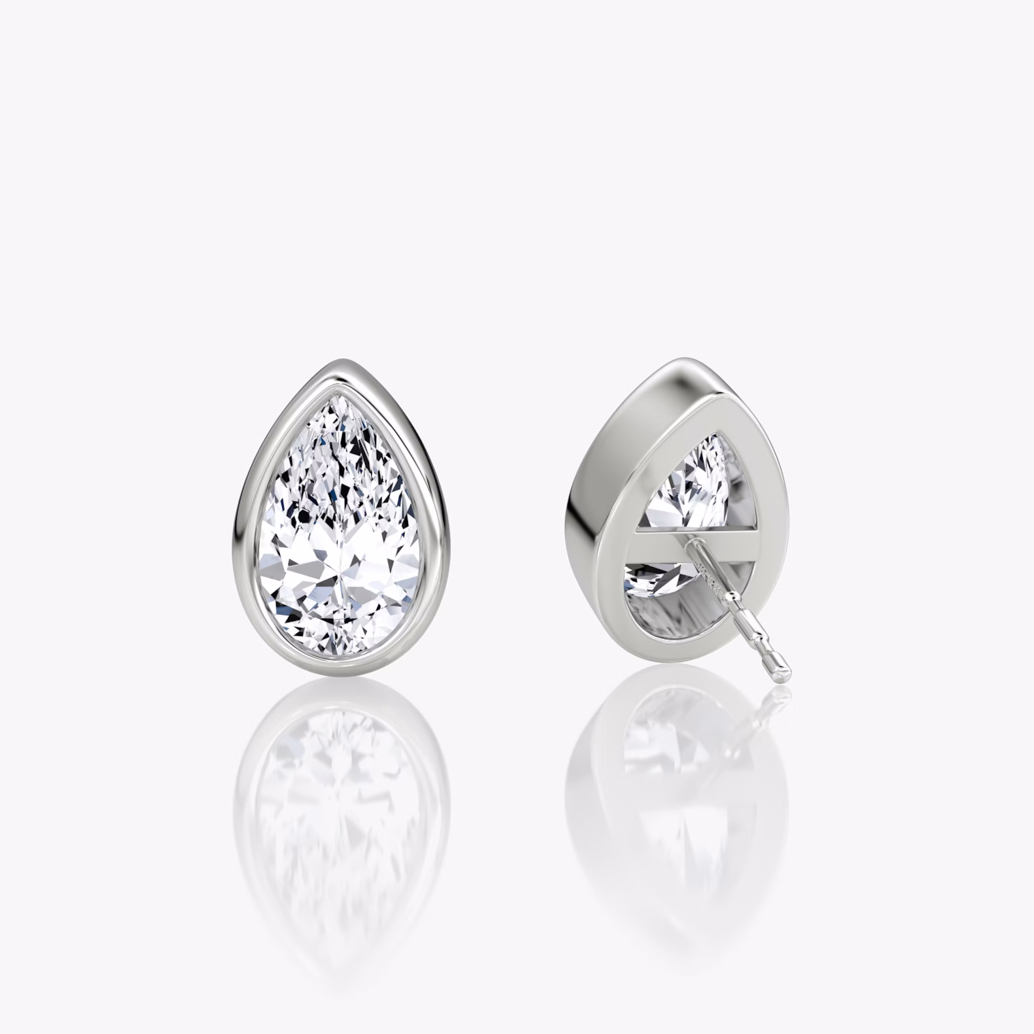 Bezel Solitaire Stud | Pear | 14k | White Gold | caratWeight: other